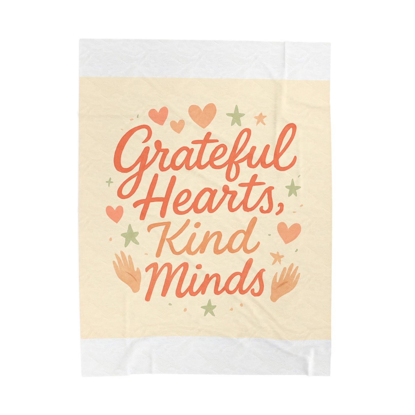 Velveteen Plush Blanket — "Grateful Hearts, Kind Minds" Cozy Inspirational Throw