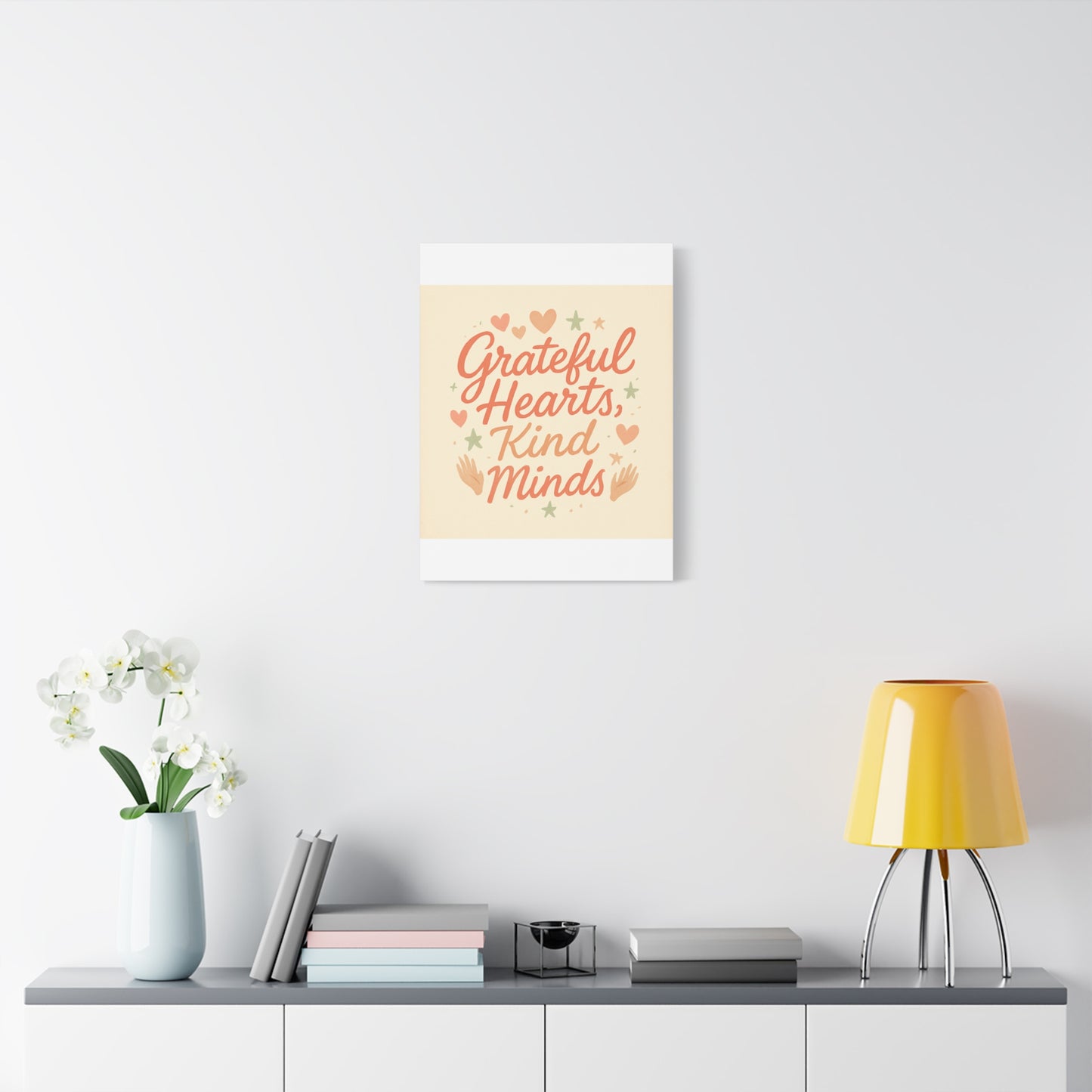 Grateful Hearts Kind Minds Canvas Wall Art — Inspirational Quote Matte Canvas