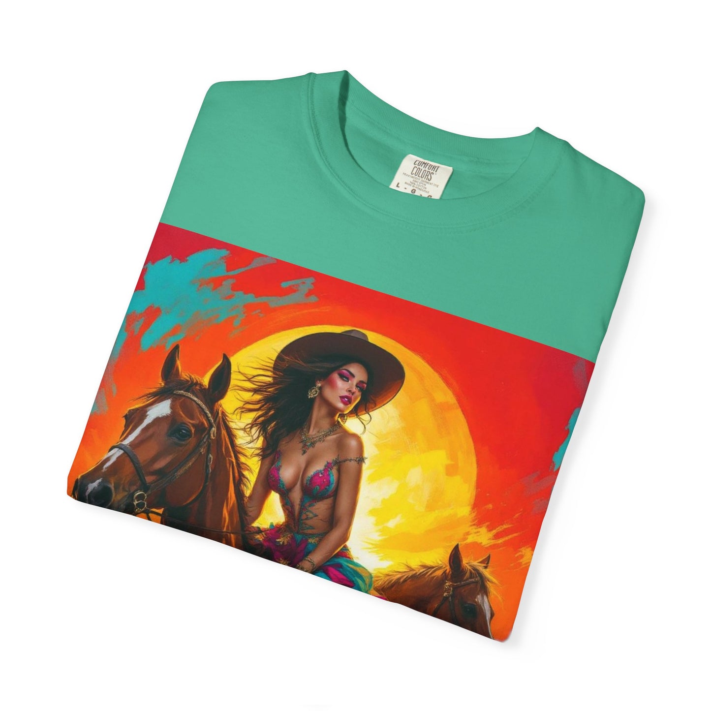 Cowgirl Sunset T-Shirt — Vibrant Western Horse Art Tee