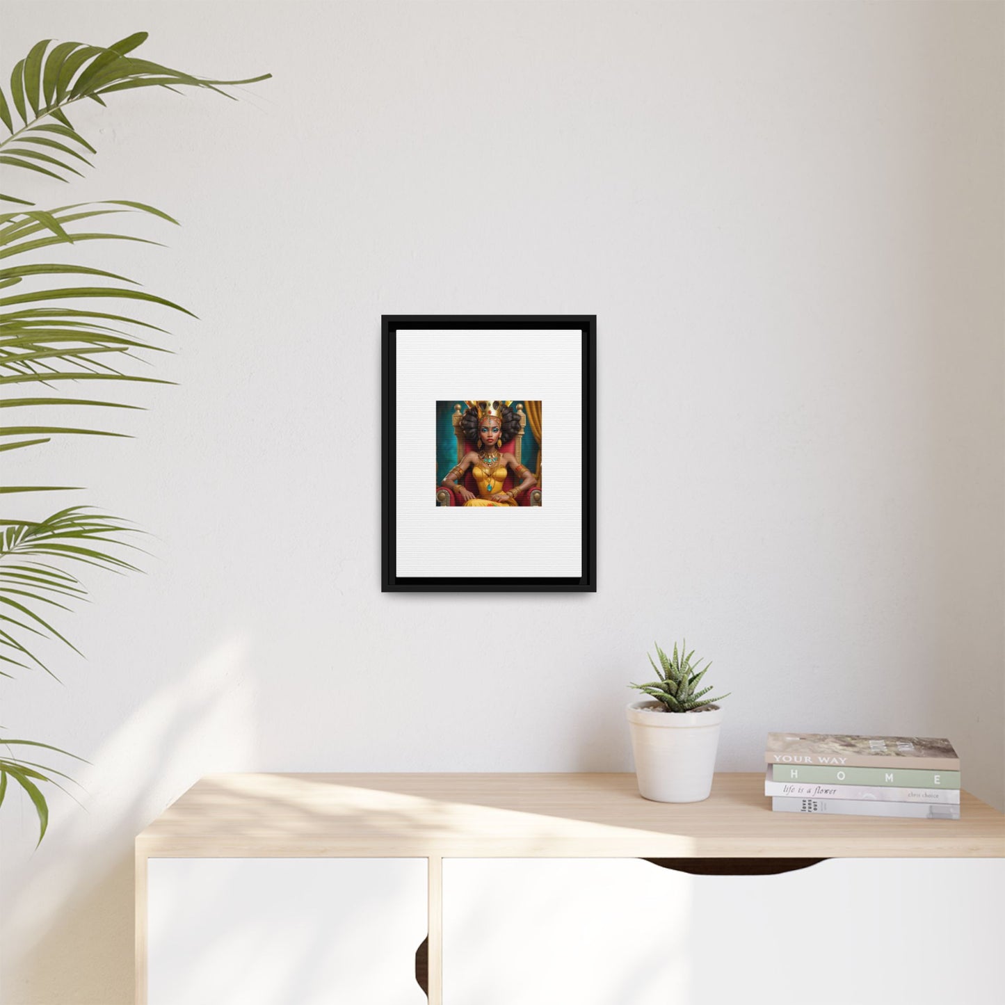 Framed Matte Canvas Art — Regal African Queen Portrait