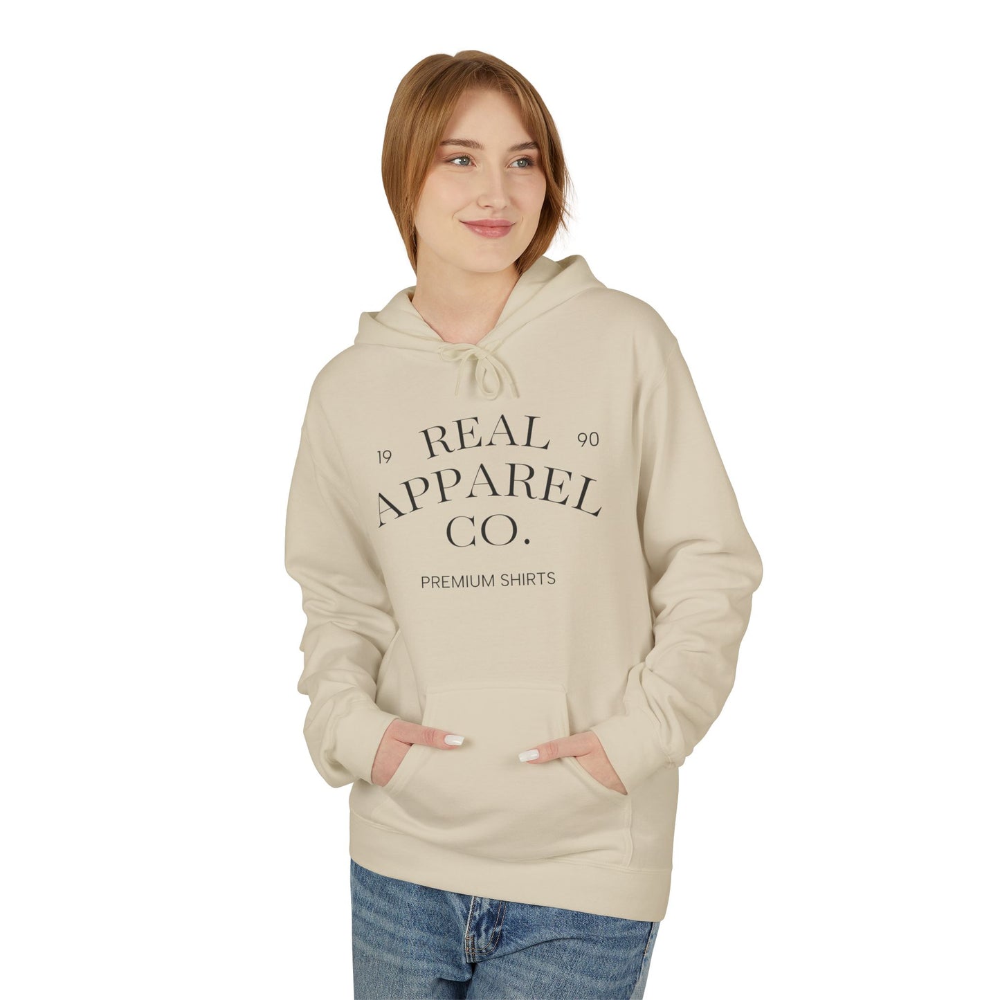Real Apparel Co. Hoodie — Minimal Vintage Logo Pullover