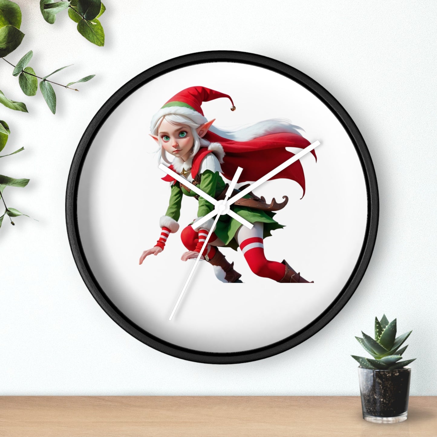 Christmas Elf Wall Clock — Festive Holiday Elf Timepiece
