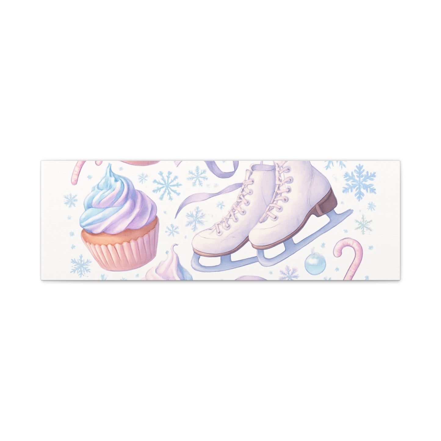 Winter Magic Party Canvas — Ice Skates & Cupcakes Matte Wall Art