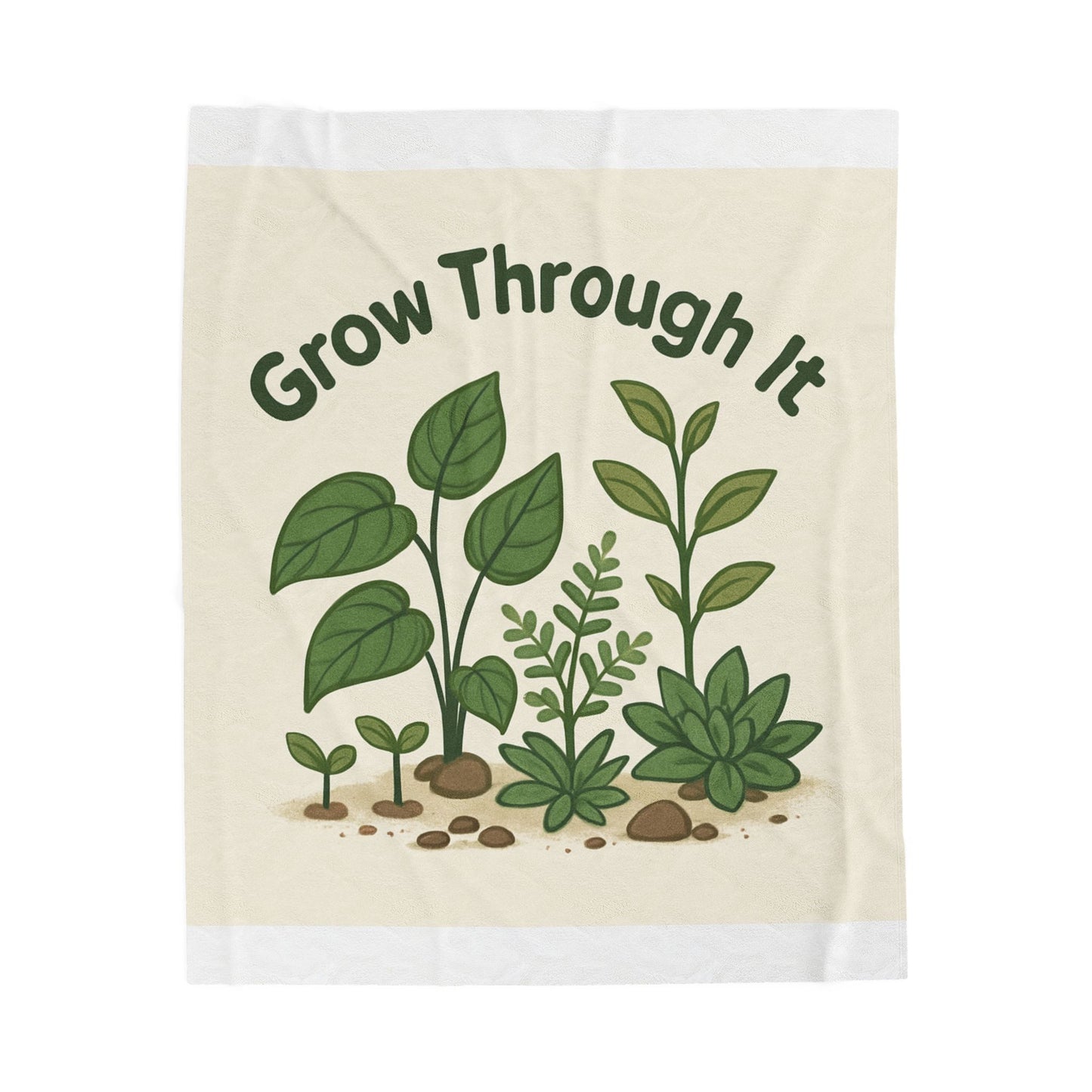 Velveteen Blanket — "Grow Through It" Plant-Inspired Cozy Throw