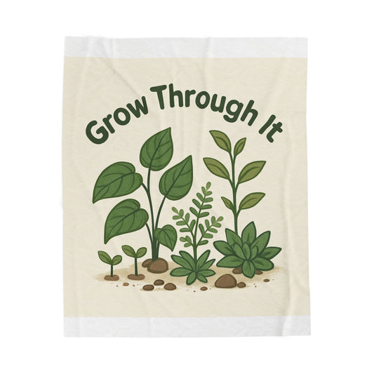 Velveteen Blanket — "Grow Through It" Plant-Inspired Cozy Throw
