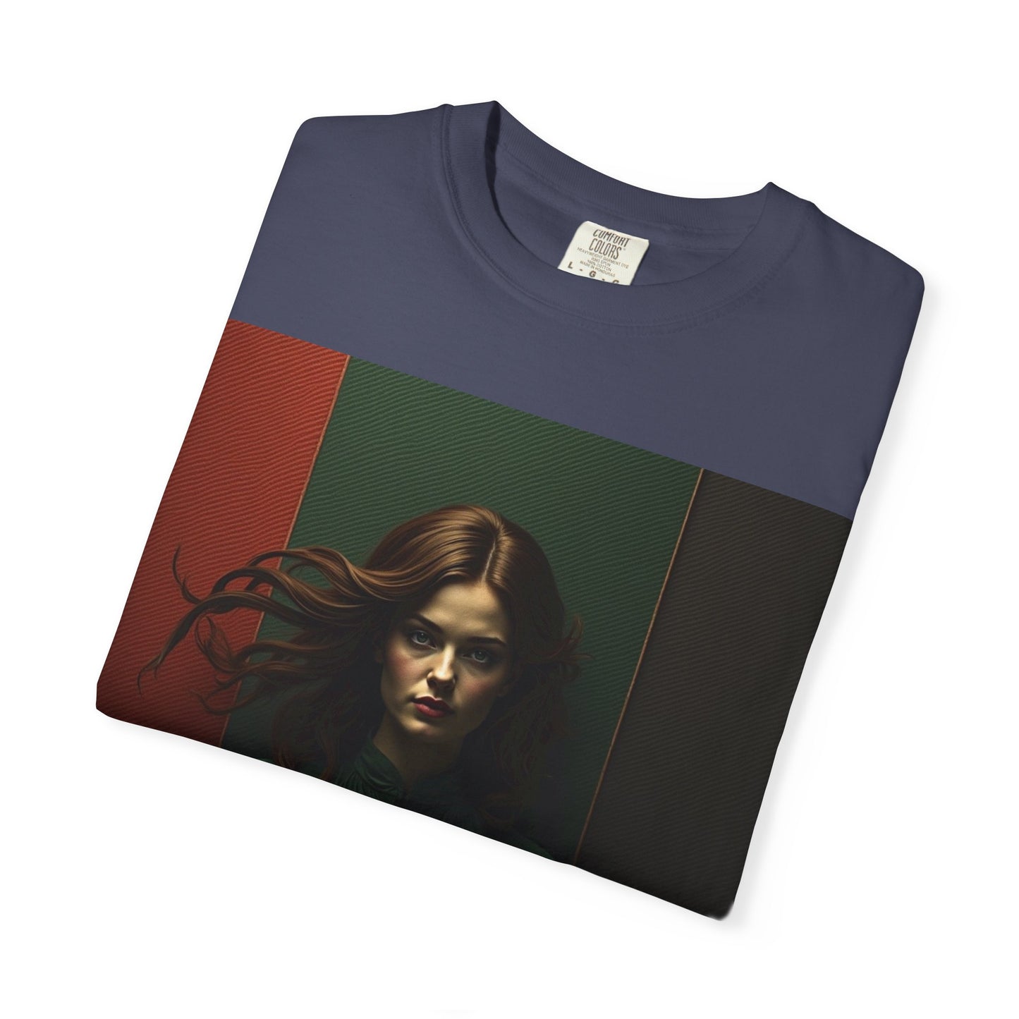 Portrait Photo Tee — Moody Green Woman Graphic T-Shirt