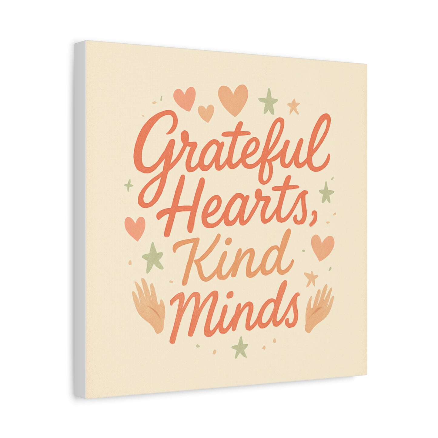 Grateful Hearts Kind Minds Canvas Wall Art — Inspirational Quote Matte Canvas