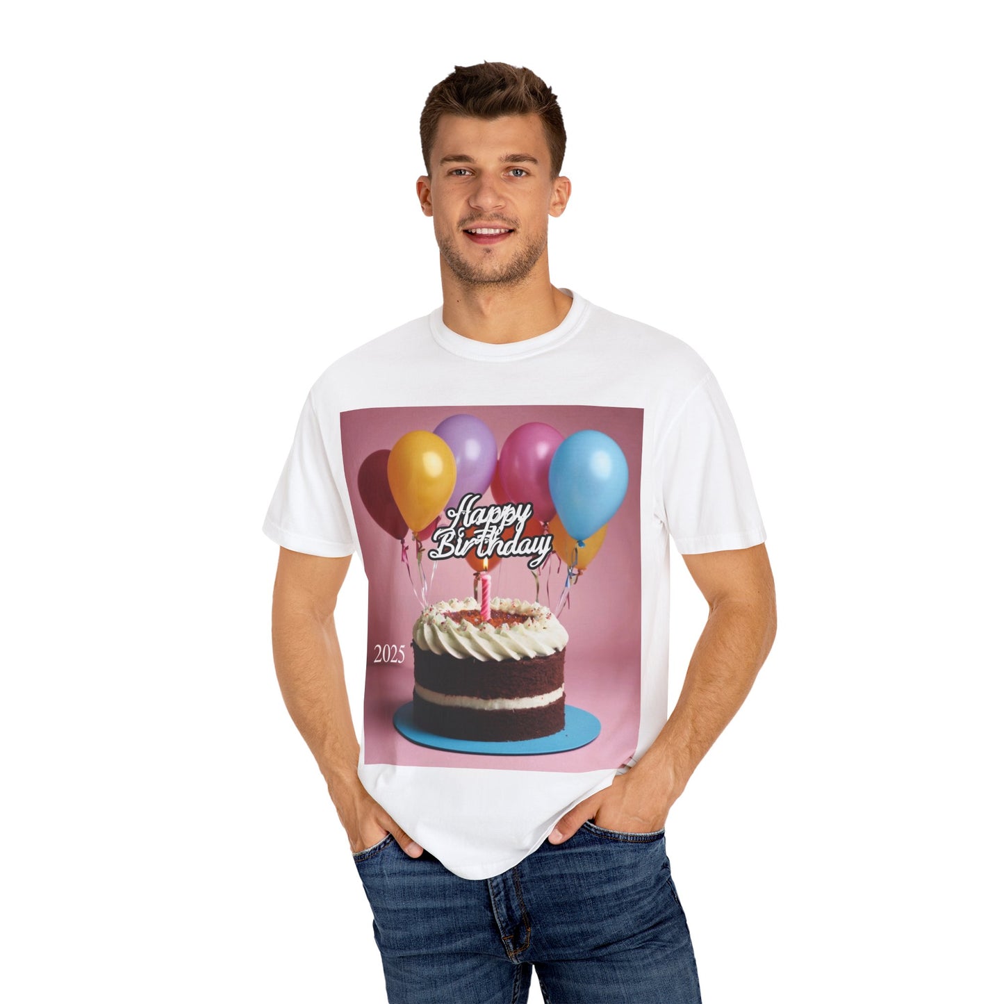 Birthday Cake & Balloons T-Shirt — Happy Birthday Graphic Tee