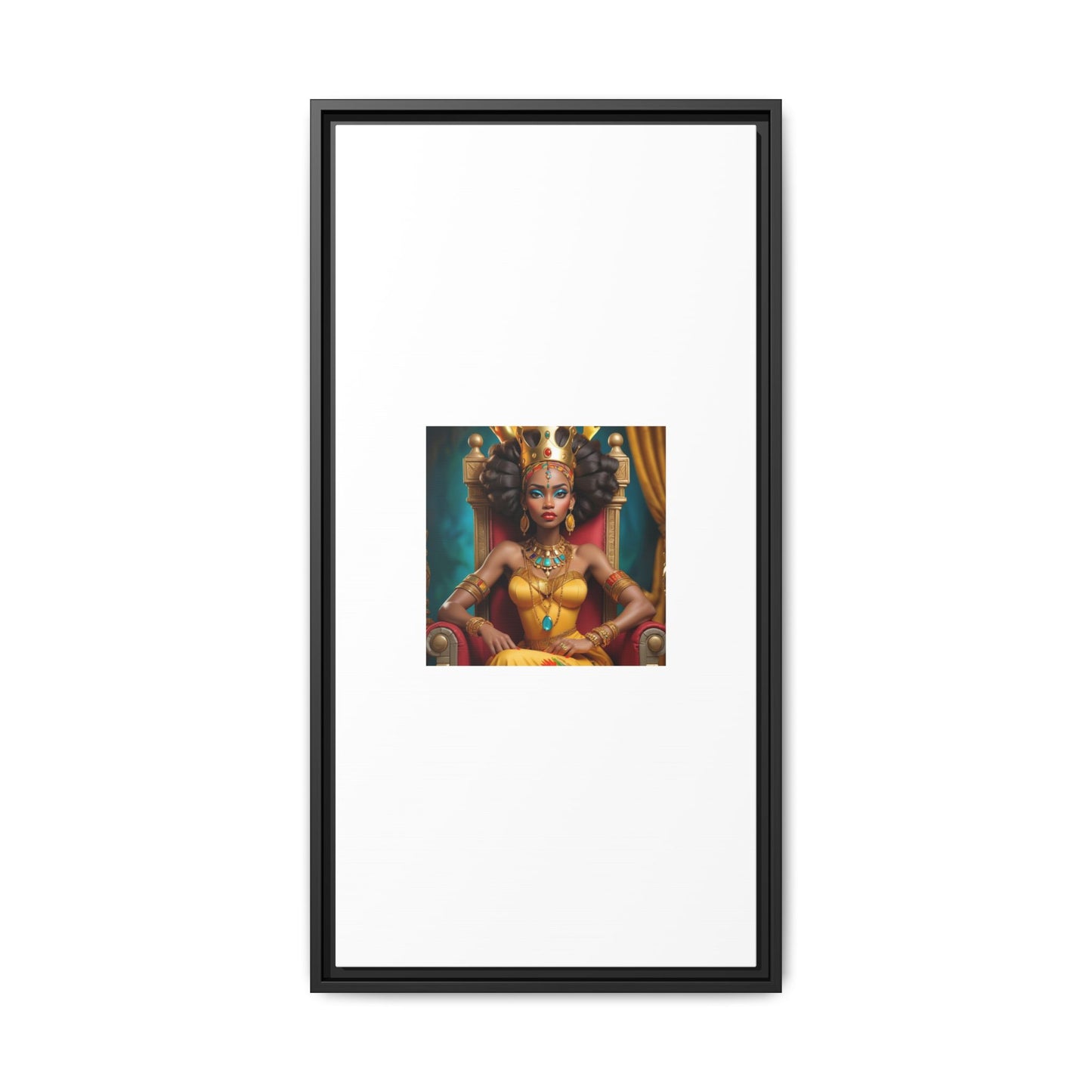 Framed Matte Canvas Art — Regal African Queen Portrait