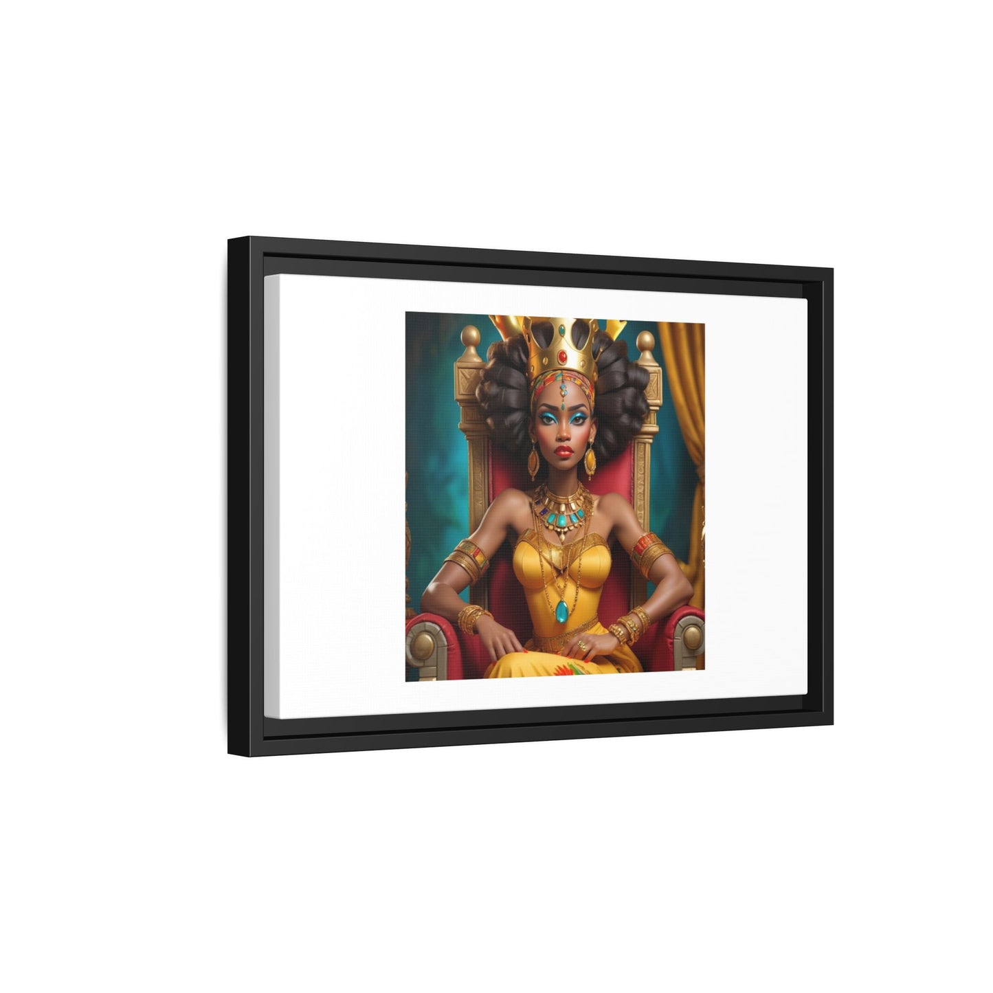 Framed Matte Canvas Art — Regal African Queen Portrait