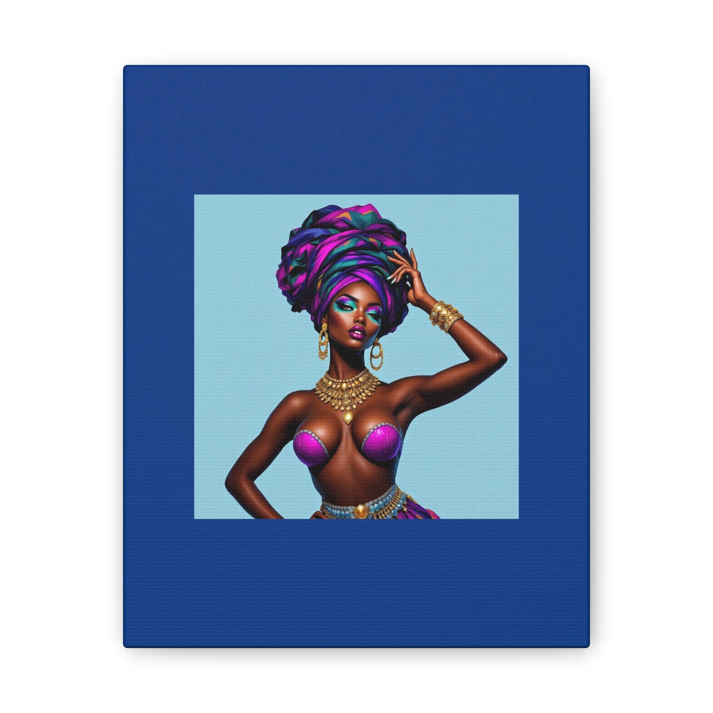 Afro Goddess Canvas Print — Vibrant Headwrap Wall Art