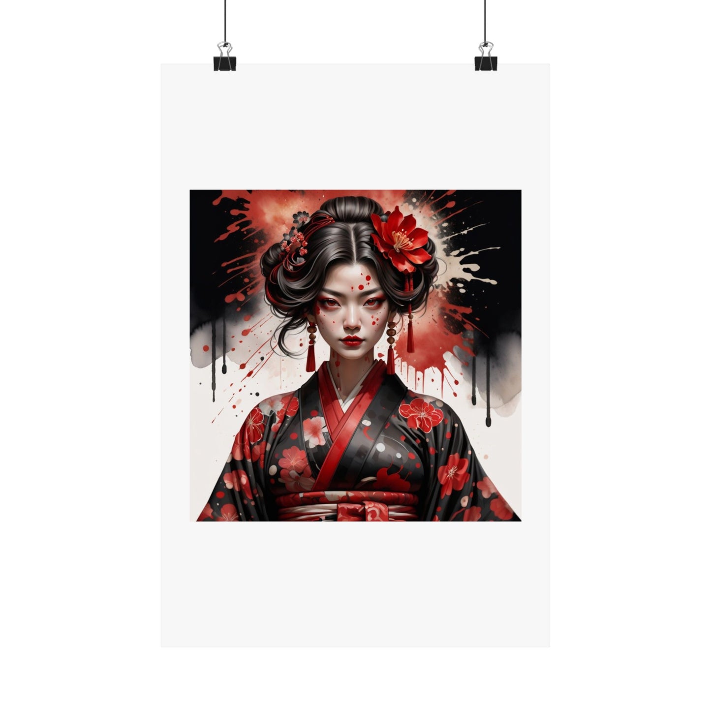 Geisha Noir Matte Poster — Japanese Female Portrait Wall Art