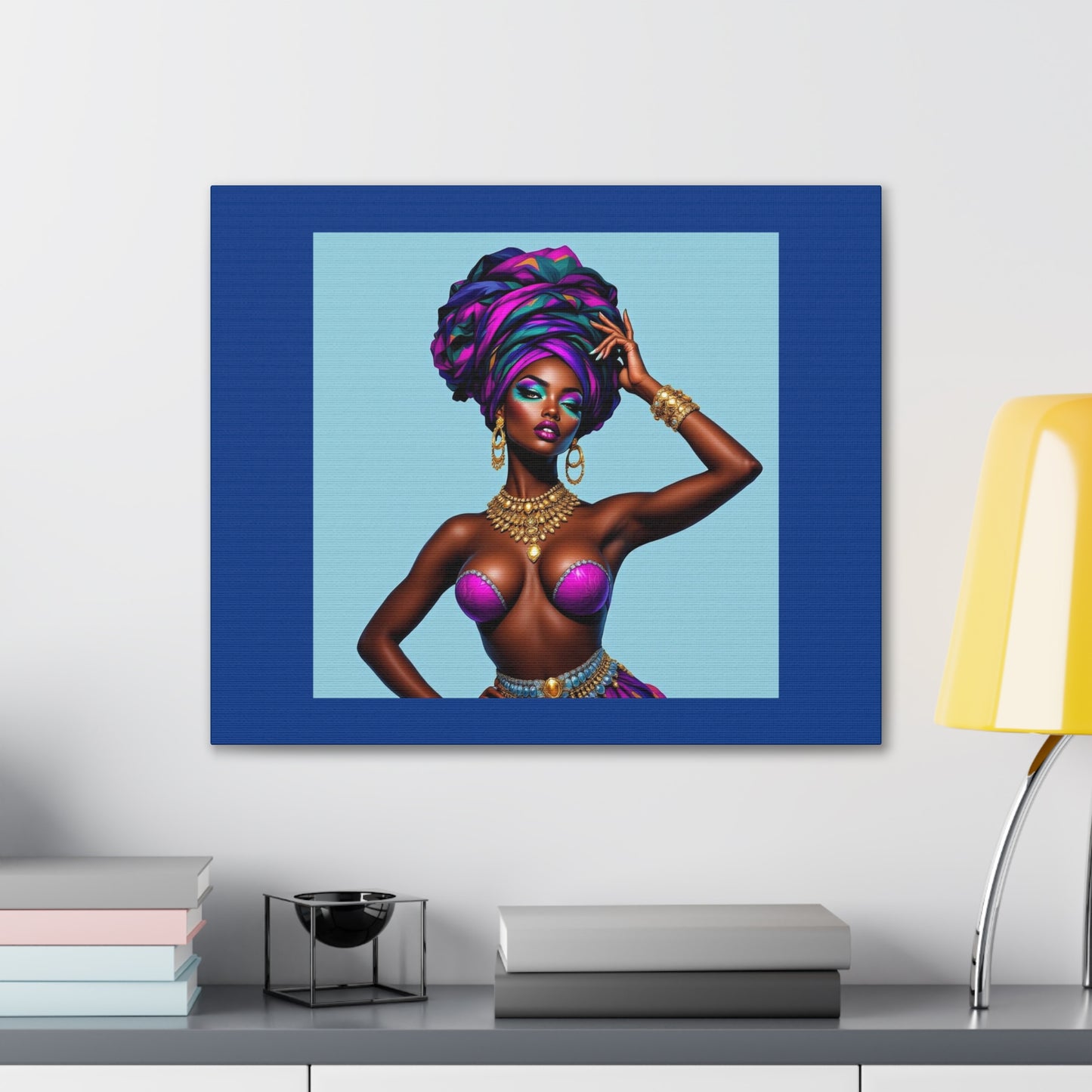 Afro Goddess Canvas Print — Vibrant Headwrap Wall Art