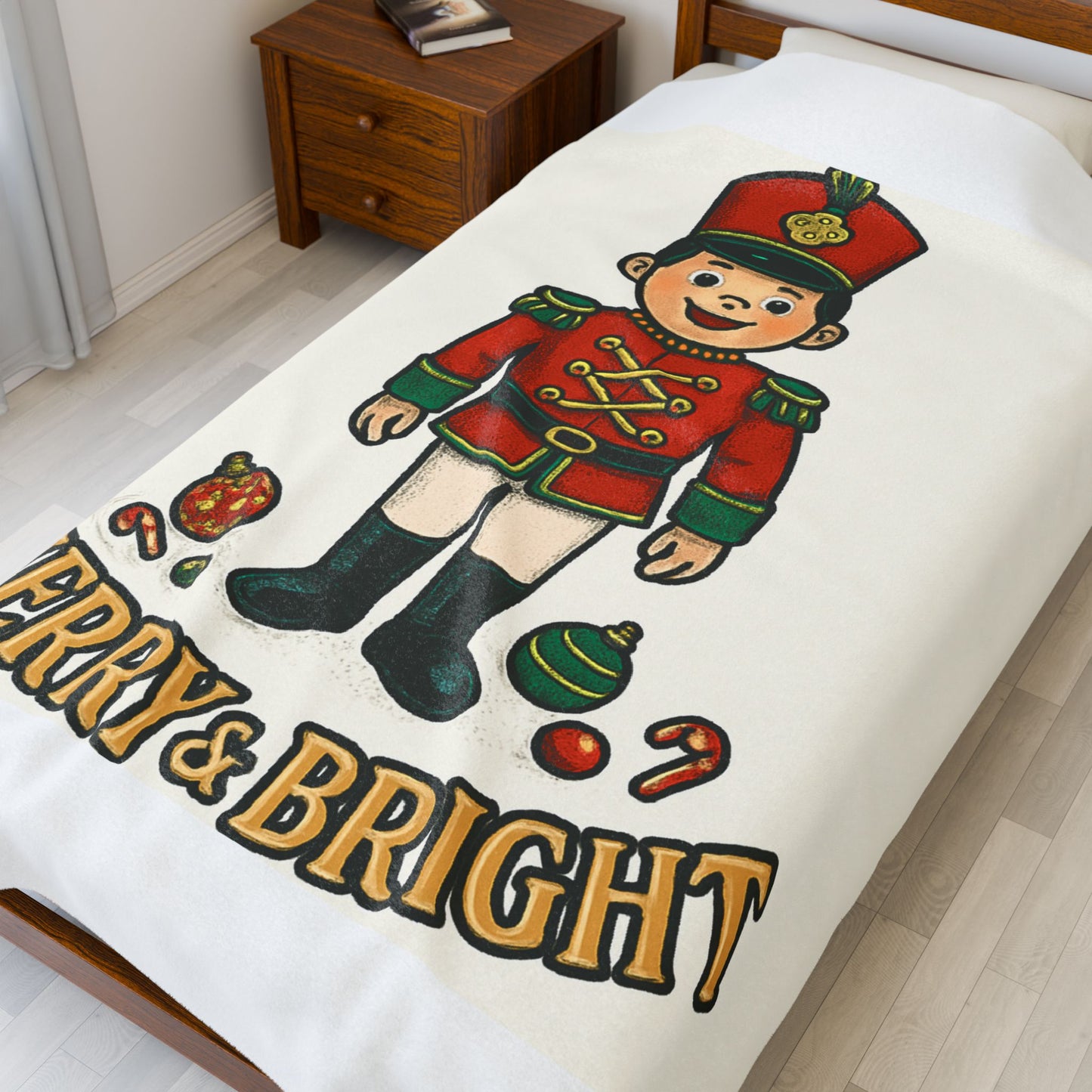 Merry & Bright Nutcracker Velveteen Plush Blanket
