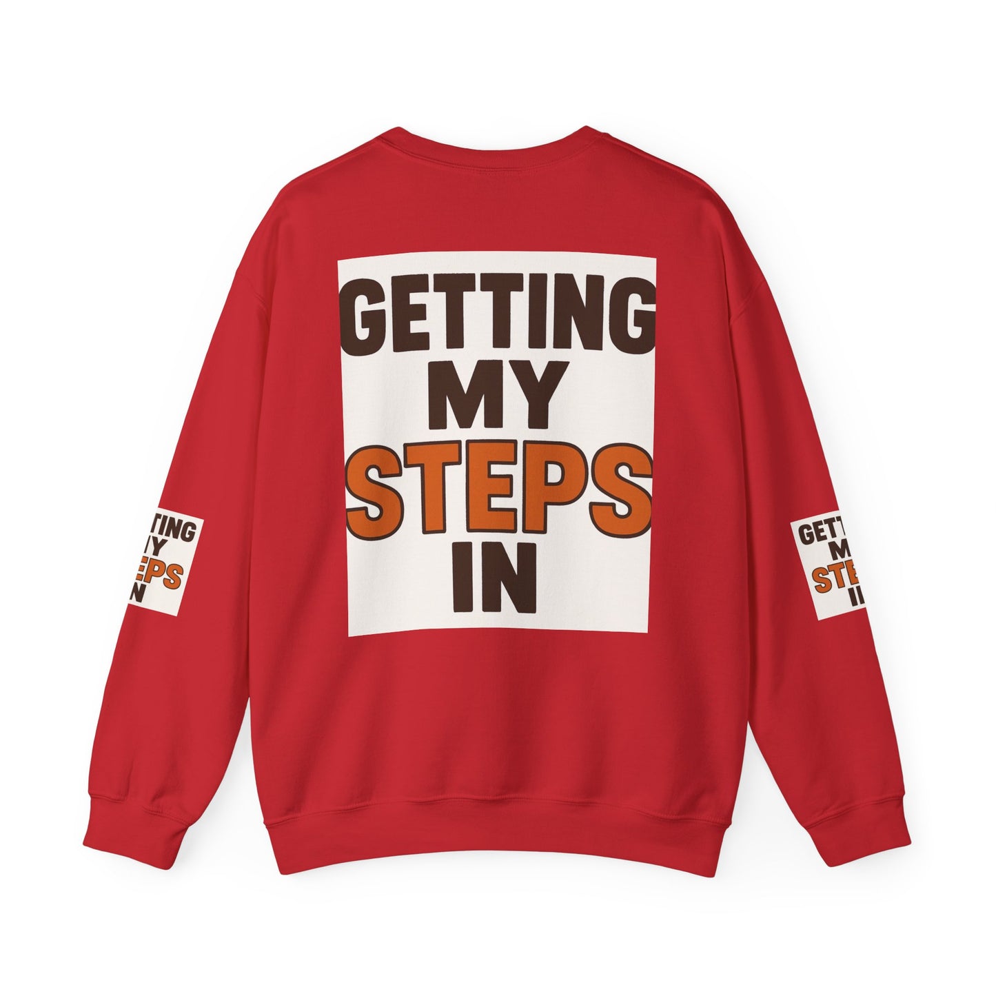 Crewneck Sweatshirt — "Getting My Steps In" Graphic with Kids Playing