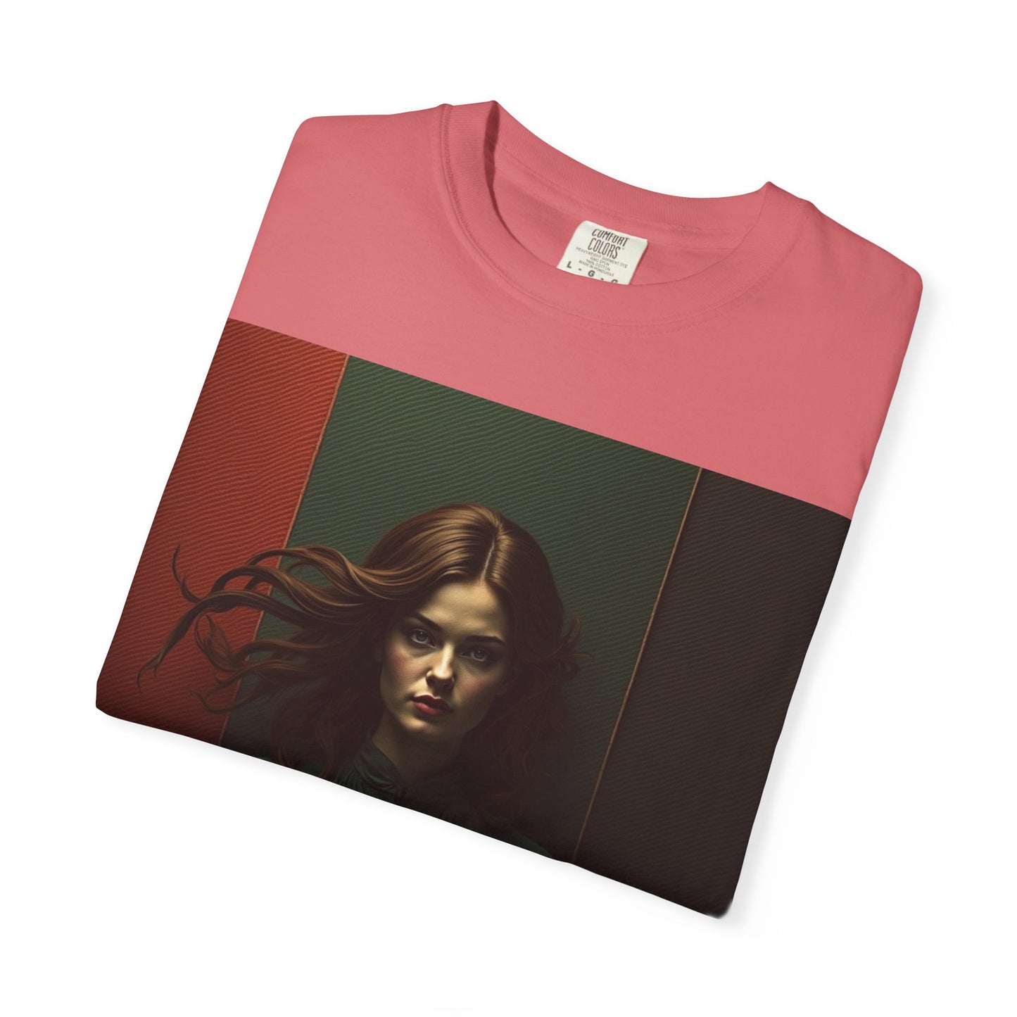 Portrait Photo Tee — Moody Green Woman Graphic T-Shirt