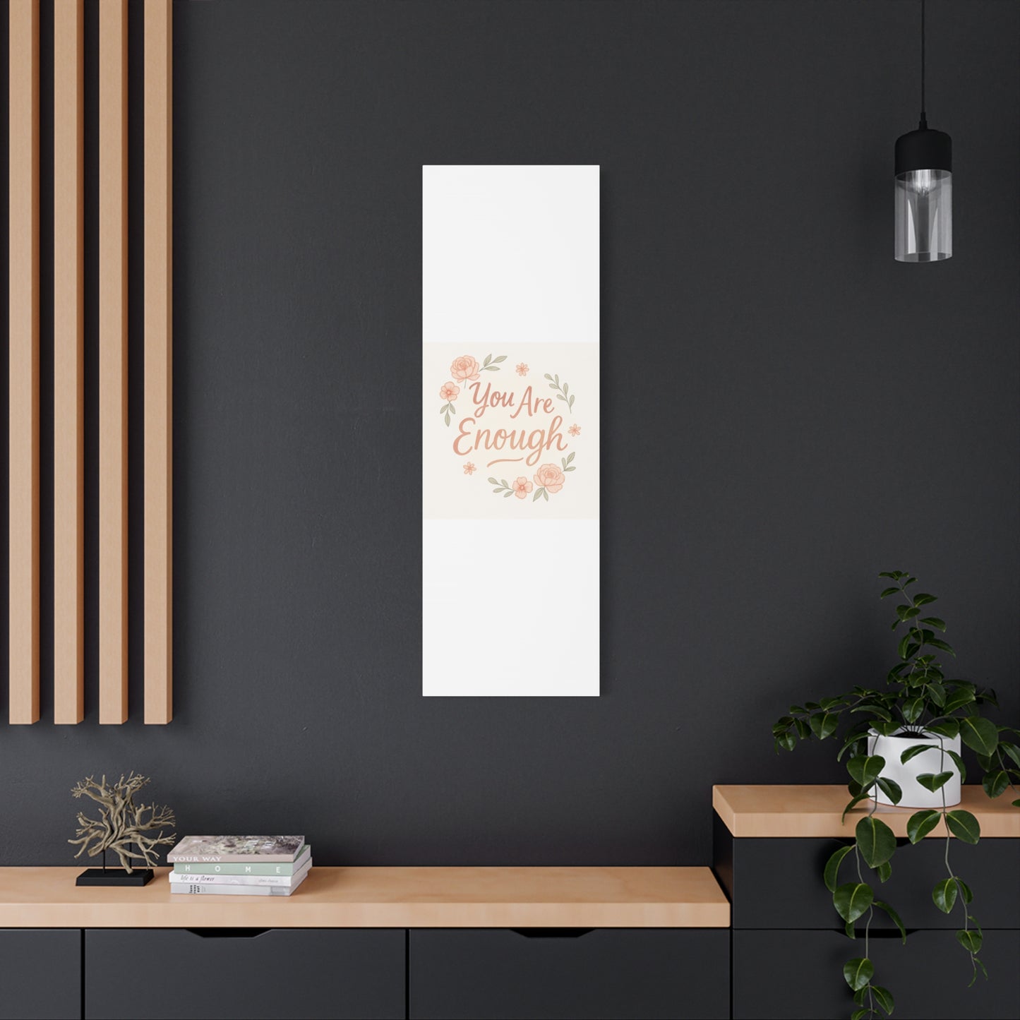 You Are Enough Floral Canvas Wall Art — Inspirational Matte Stretched Canvas