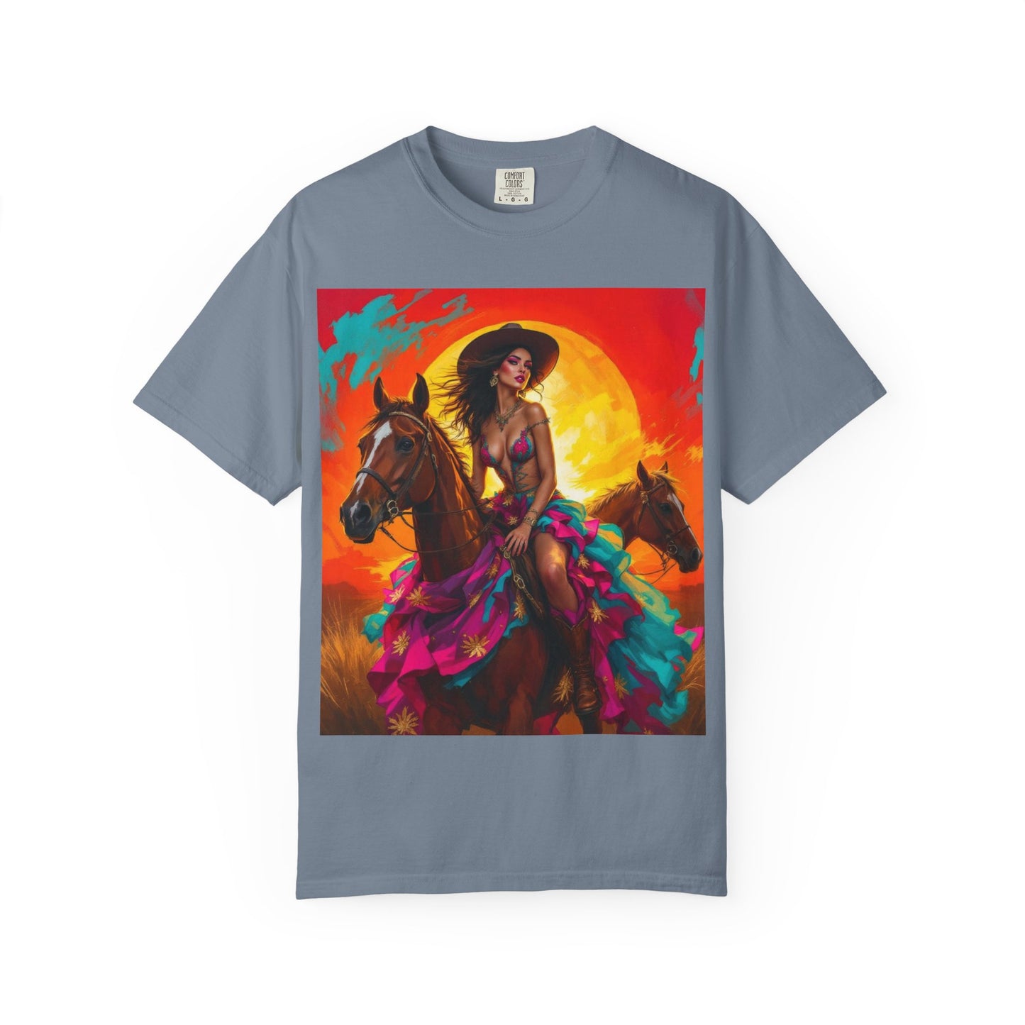 Cowgirl Sunset T-Shirt — Vibrant Western Horse Art Tee