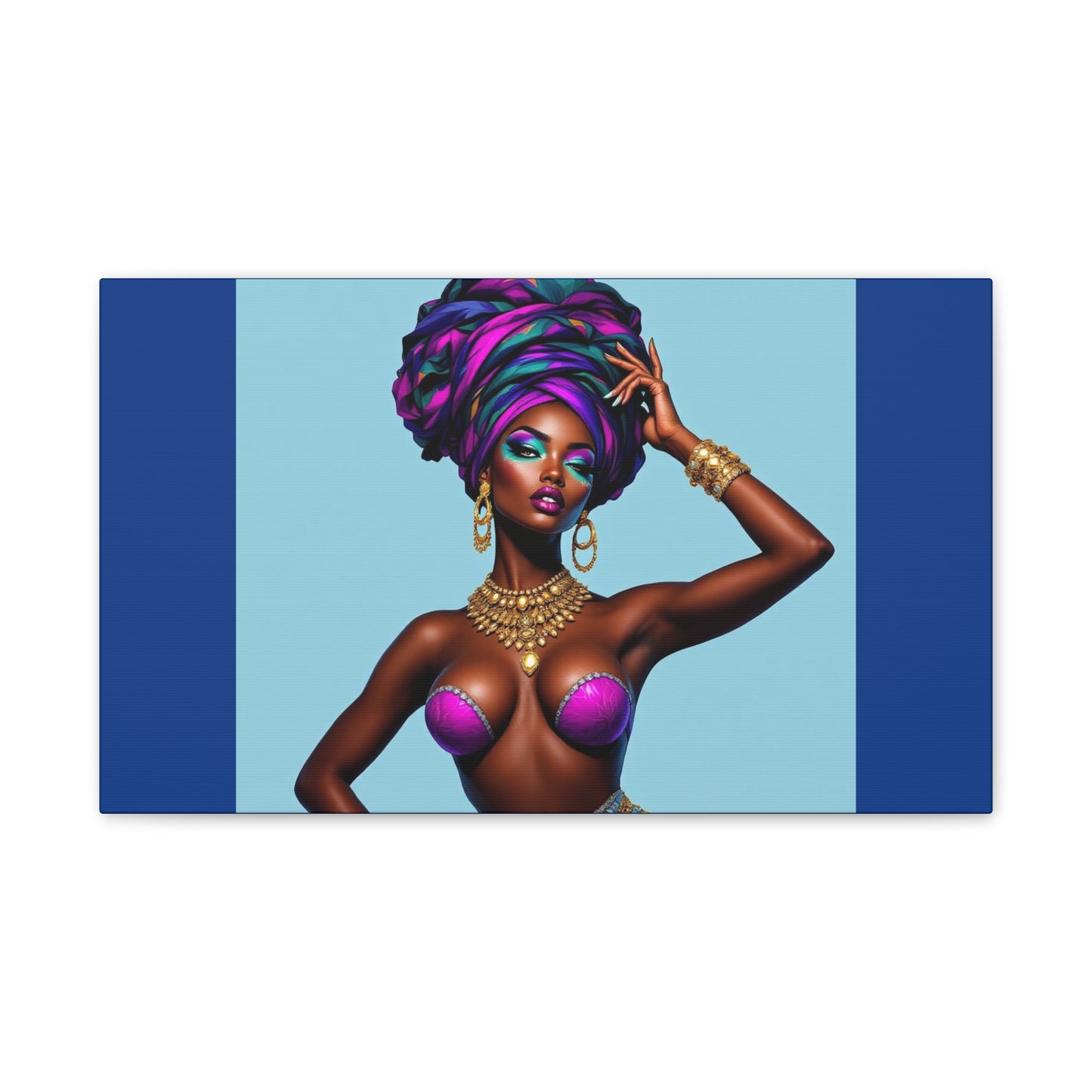Afro Goddess Canvas Print — Vibrant Headwrap Wall Art