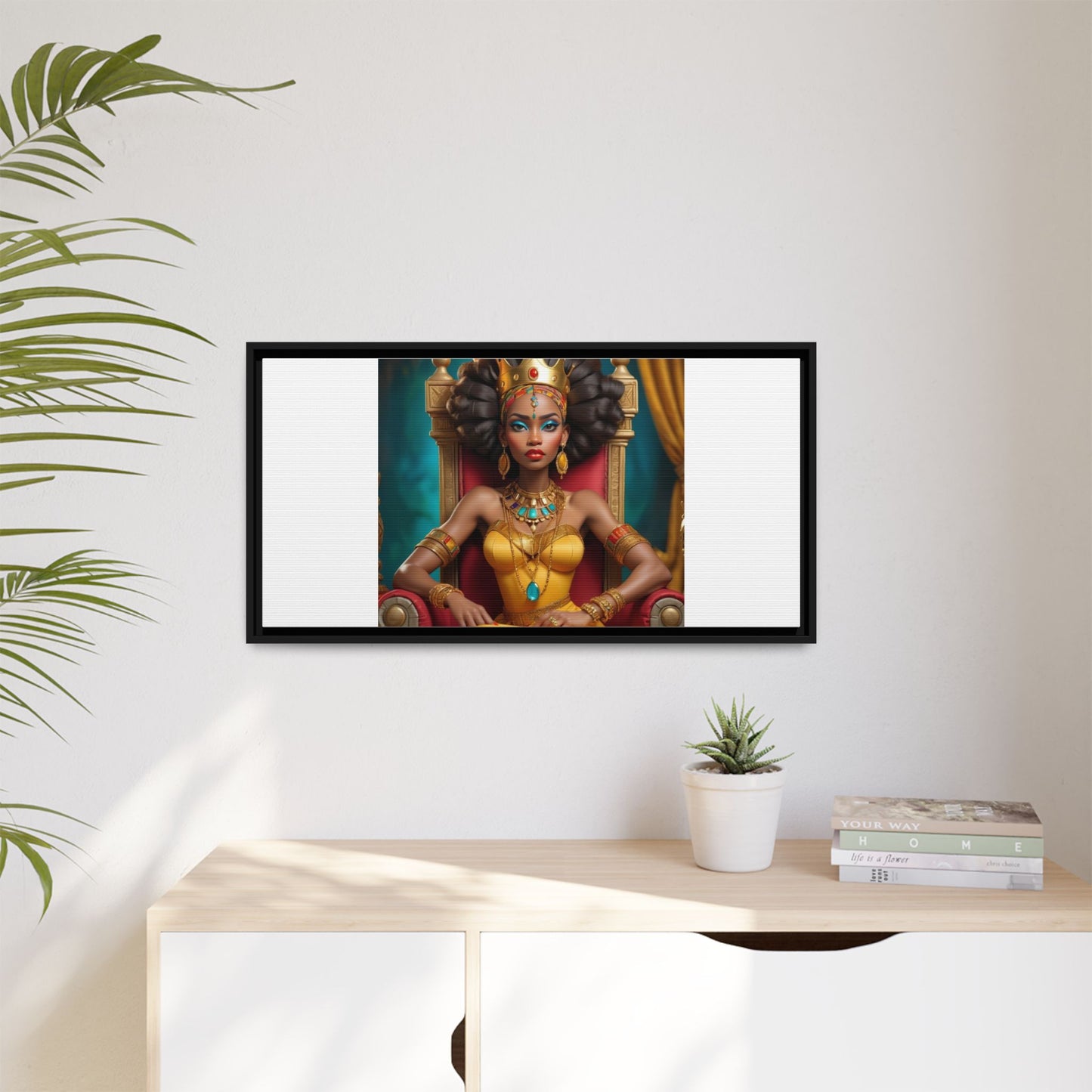 Framed Matte Canvas Art — Regal African Queen Portrait