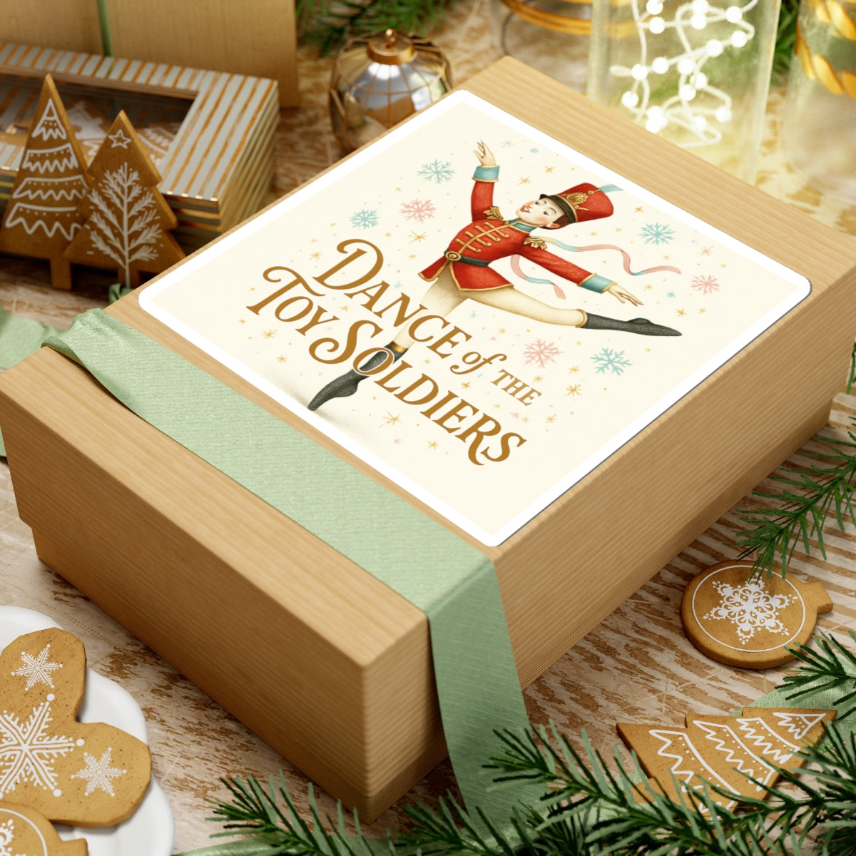 Dance of the Toy Soldiers Kiss-Cut Sticker — Vintage Nutcracker Ballerina Holiday Decal
