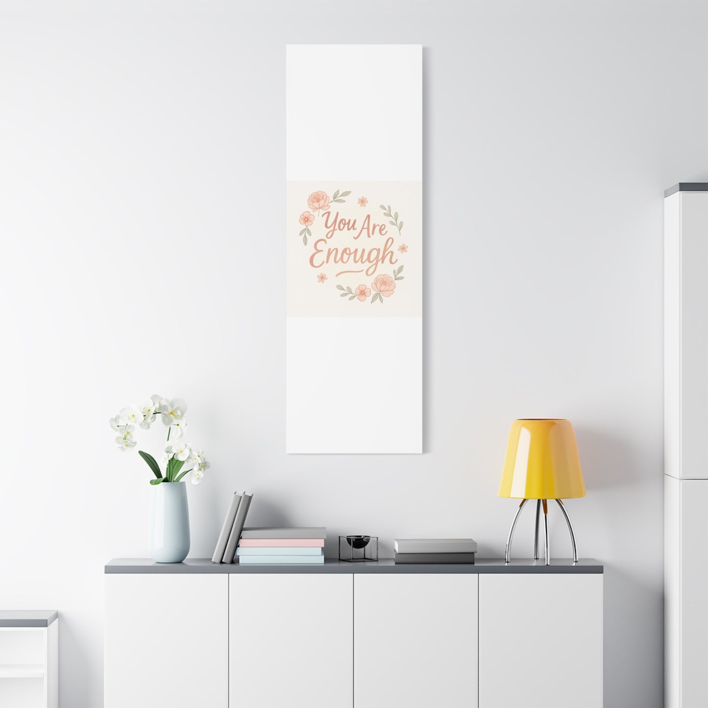 You Are Enough Floral Canvas Wall Art — Inspirational Matte Stretched Canvas