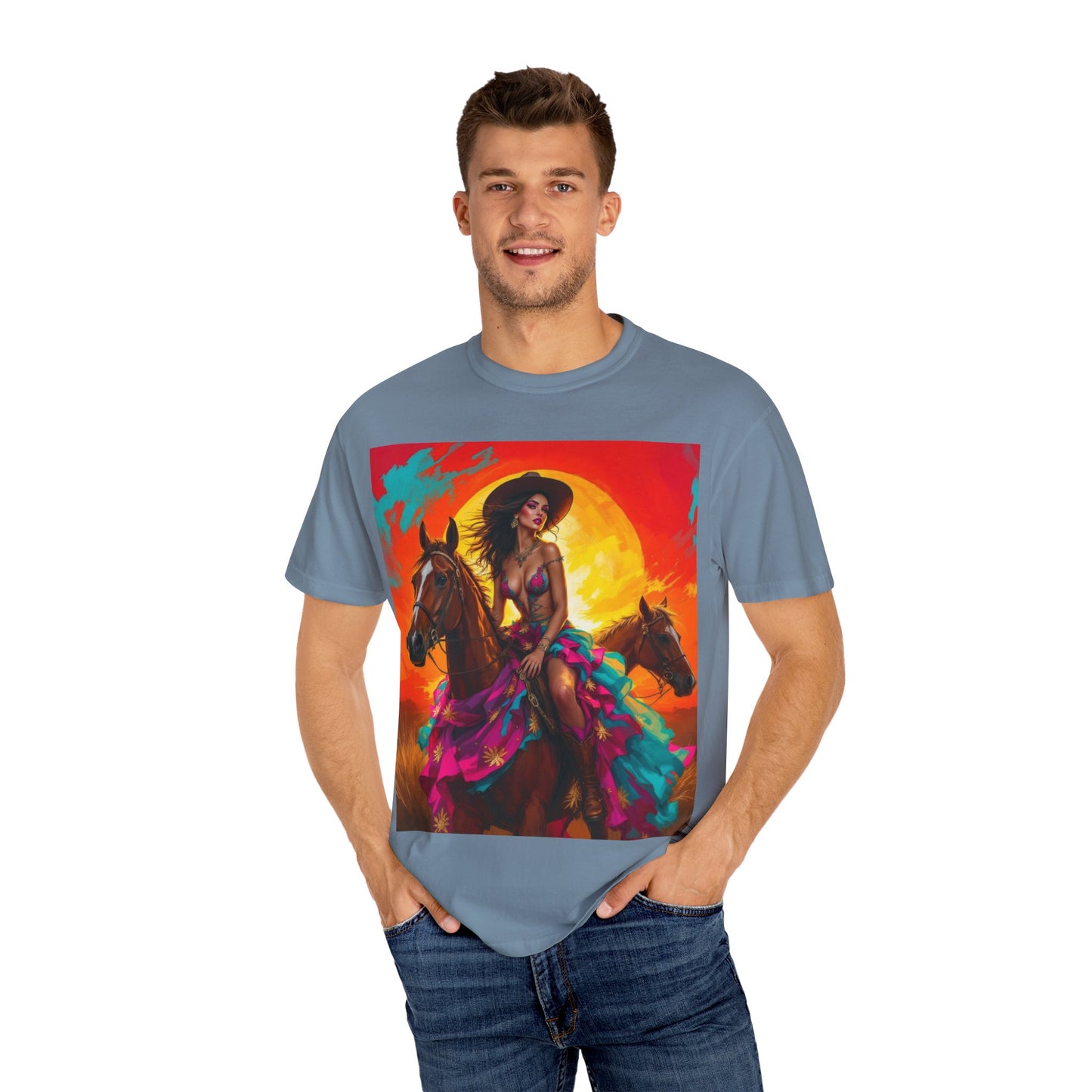 Cowgirl Sunset T-Shirt — Vibrant Western Horse Art Tee