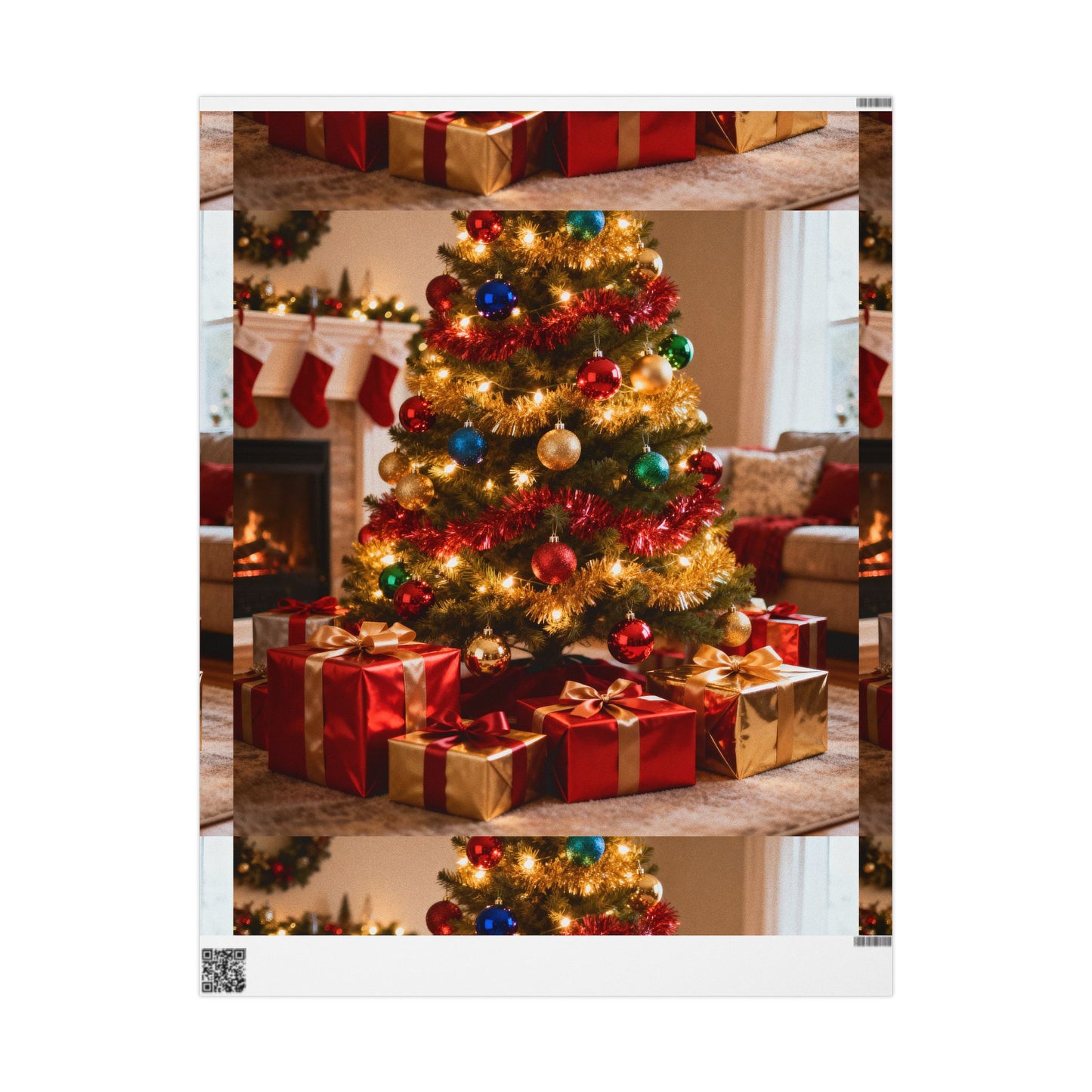 Christmas Tree & Gifts Wrapping Paper — Festive Holiday Gift Wrap