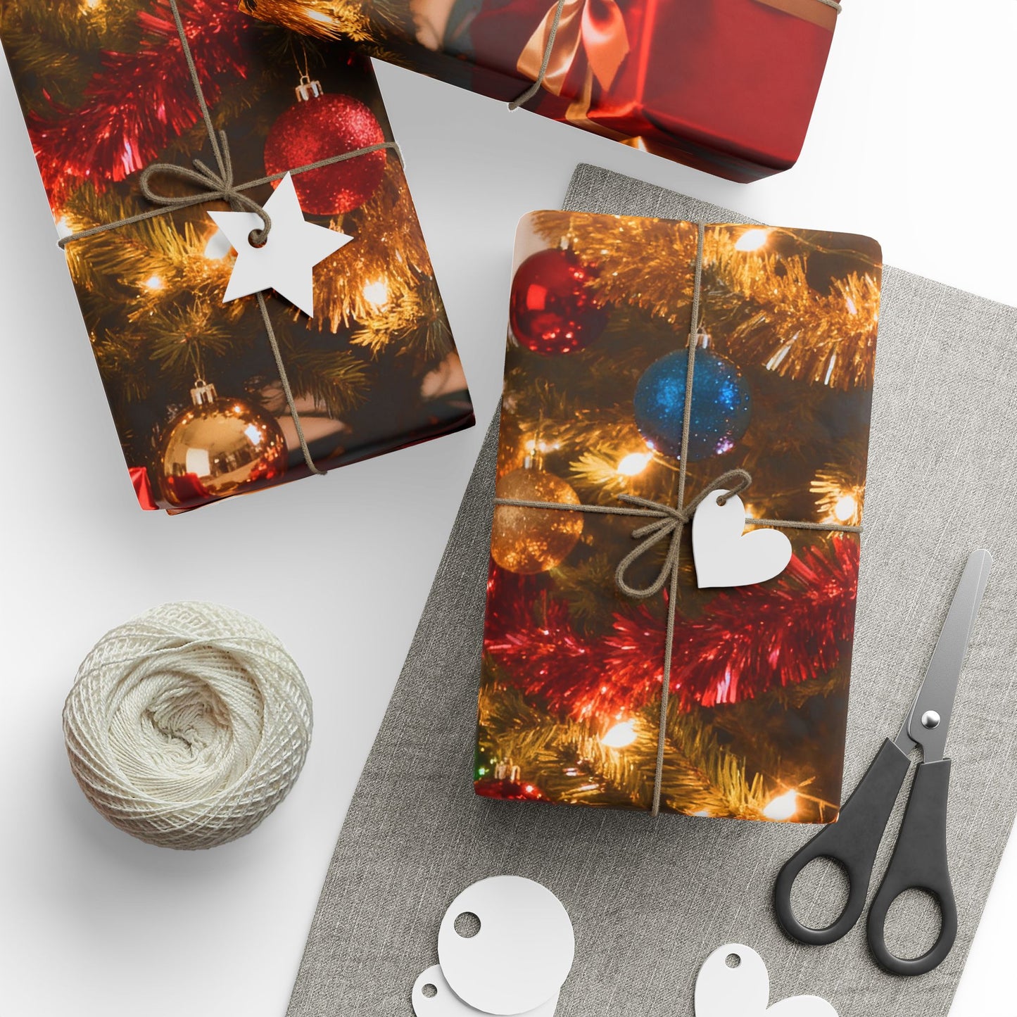 Christmas Tree & Gifts Wrapping Paper — Festive Holiday Gift Wrap