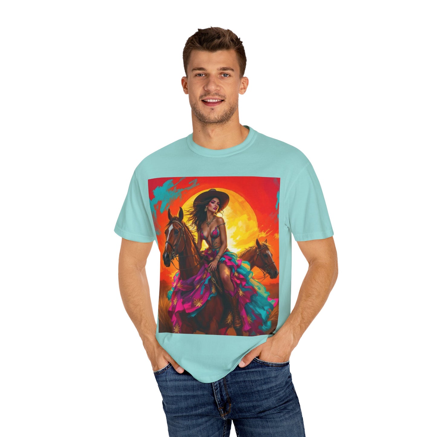Cowgirl Sunset T-Shirt — Vibrant Western Horse Art Tee