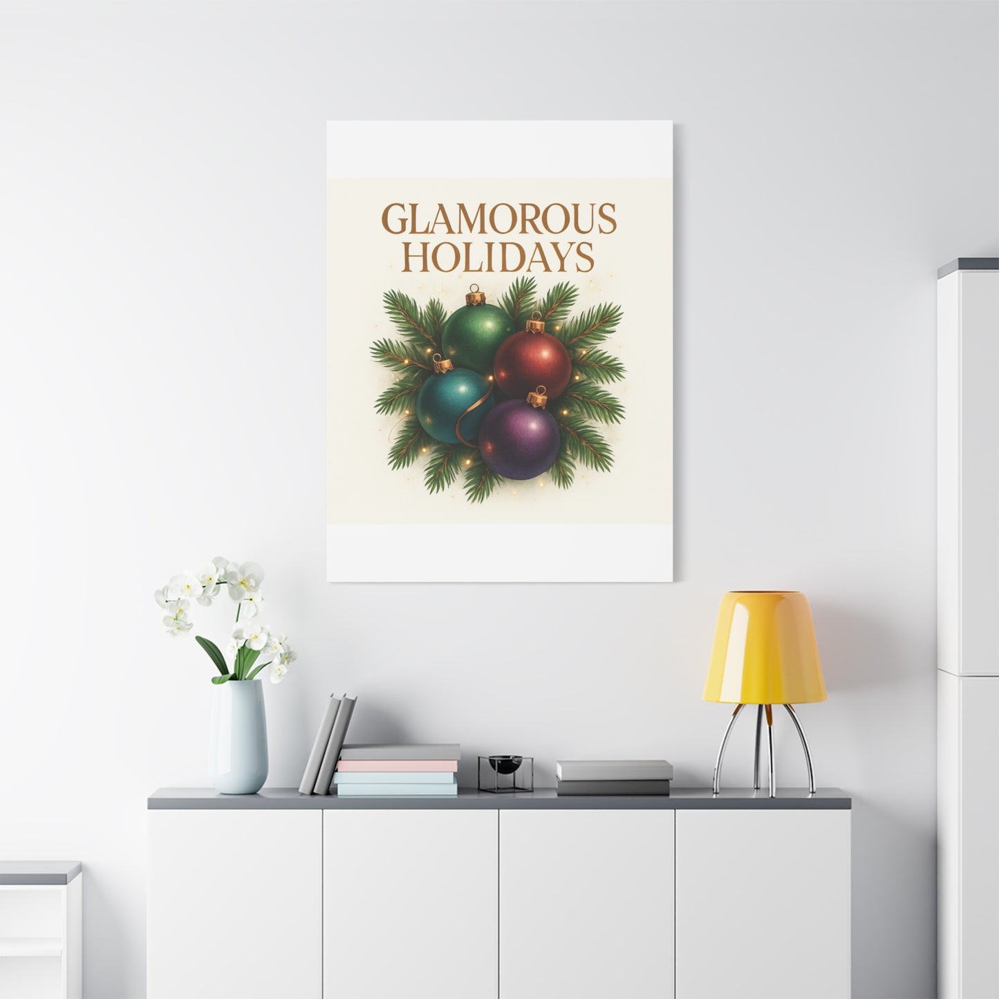 Glamorous Holidays Christmas Ornament Canvas Wall Art
