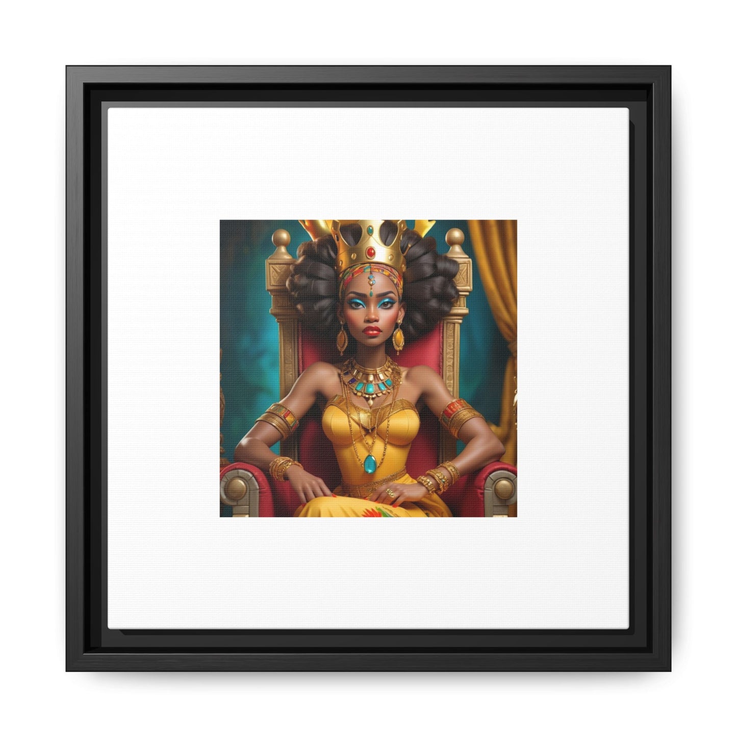 Framed Matte Canvas Art — Regal African Queen Portrait