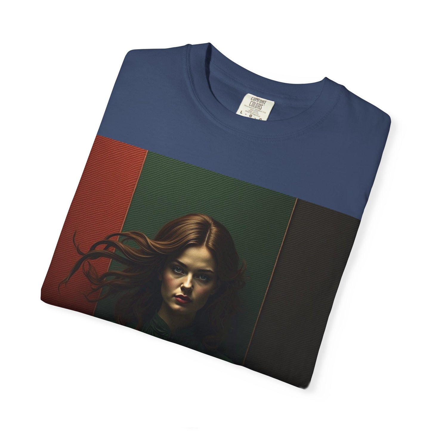 Portrait Photo Tee — Moody Green Woman Graphic T-Shirt
