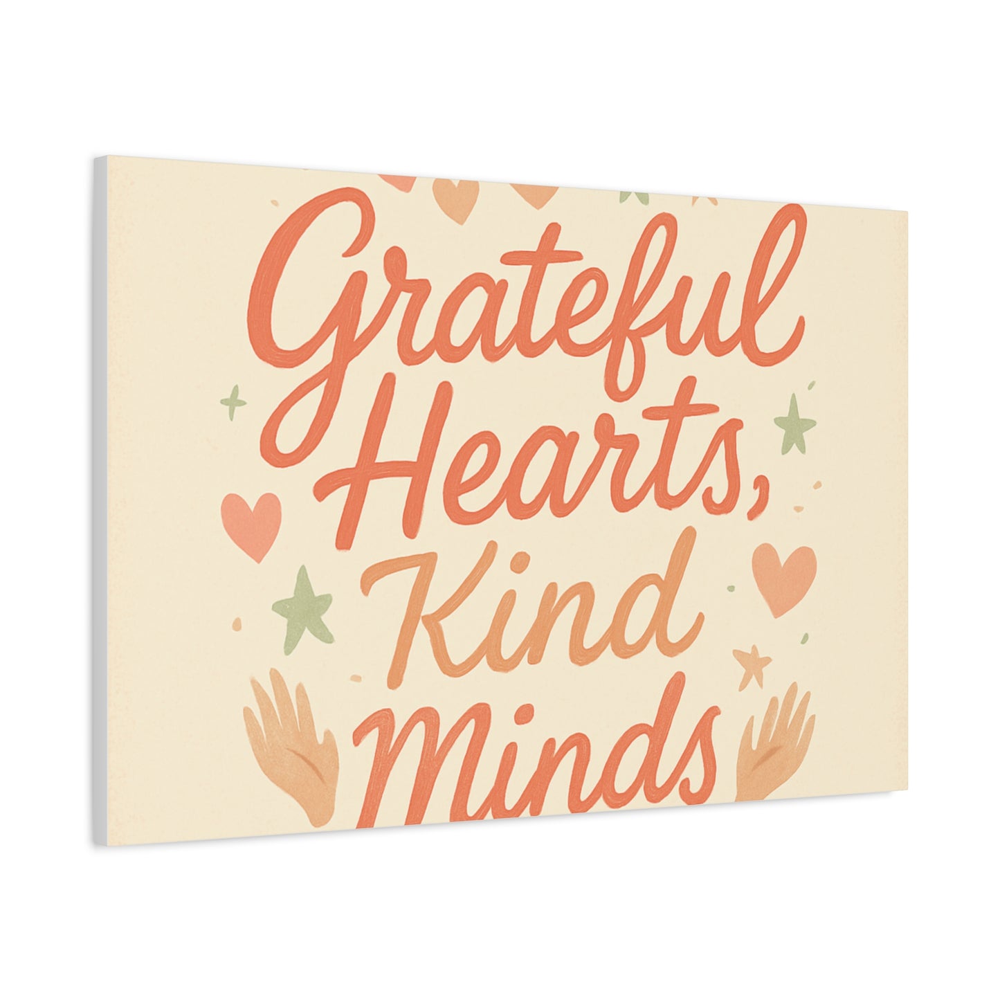 Grateful Hearts Kind Minds Canvas Wall Art — Inspirational Quote Matte Canvas