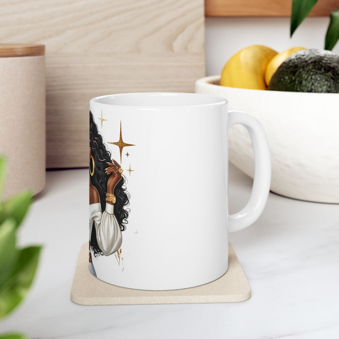 Ceramic Mug — "Rising With Grace" Black Woman Illustration Inspirational Coffee Cup (11oz, 15oz)