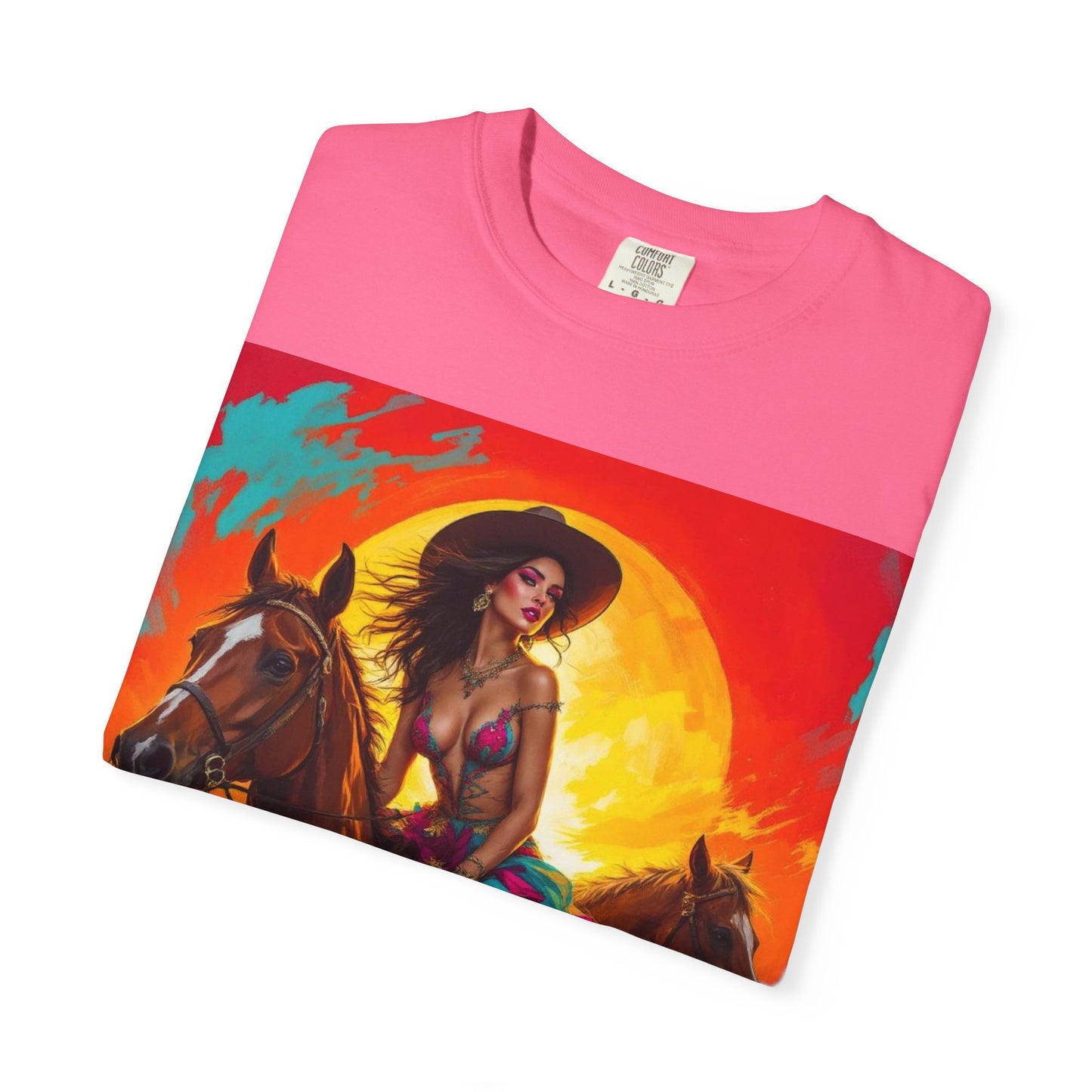 Cowgirl Sunset T-Shirt — Vibrant Western Horse Art Tee