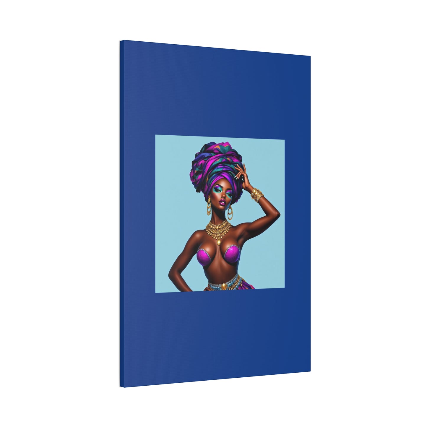 Afro Goddess Canvas Print — Vibrant Headwrap Wall Art