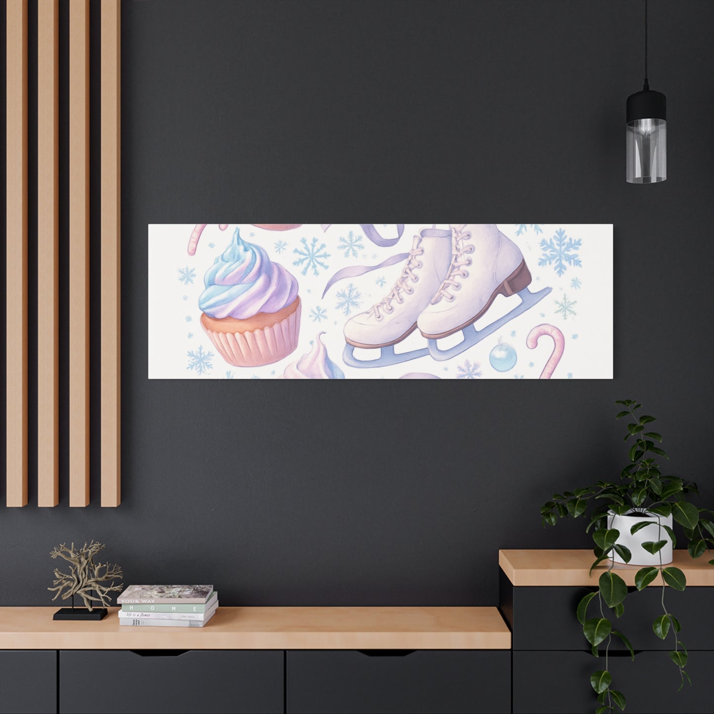 Winter Magic Party Canvas — Ice Skates & Cupcakes Matte Wall Art