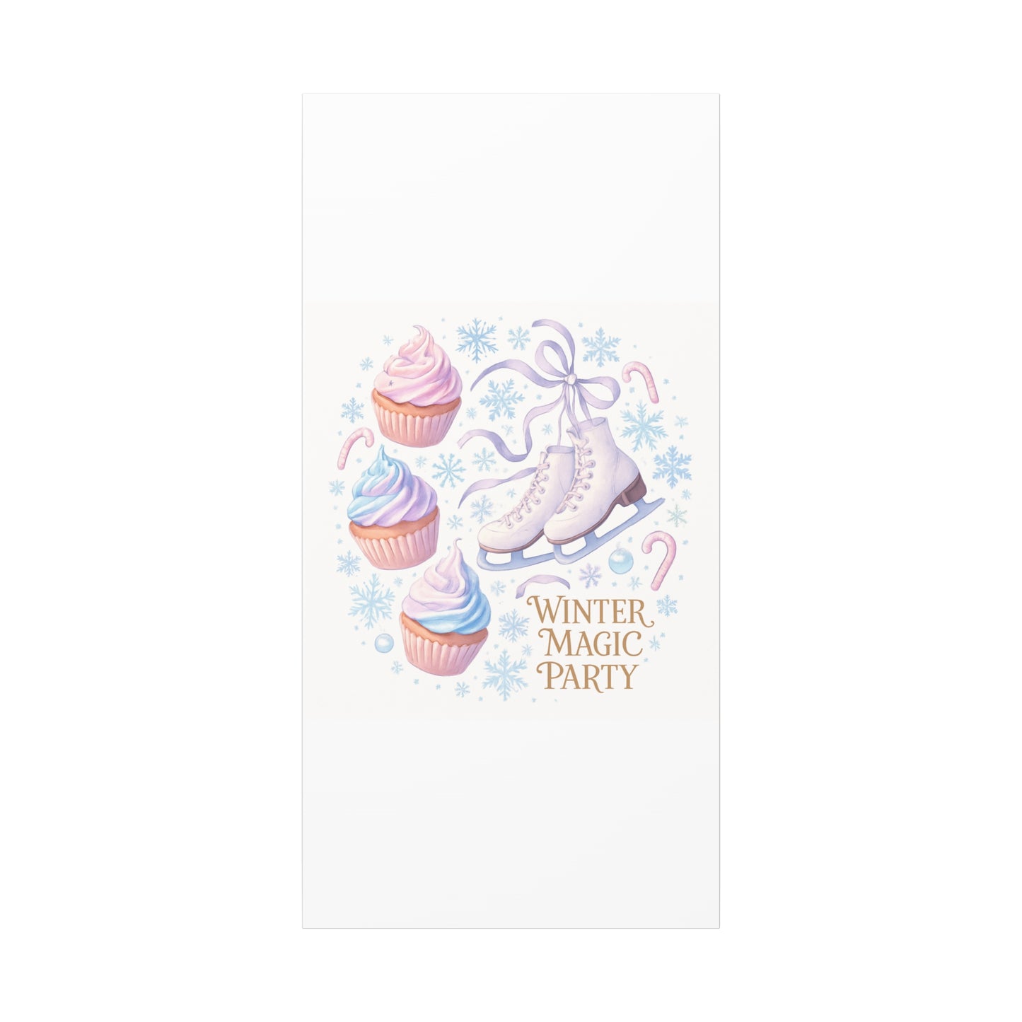 Winter Magic Party Canvas — Ice Skates & Cupcakes Matte Wall Art