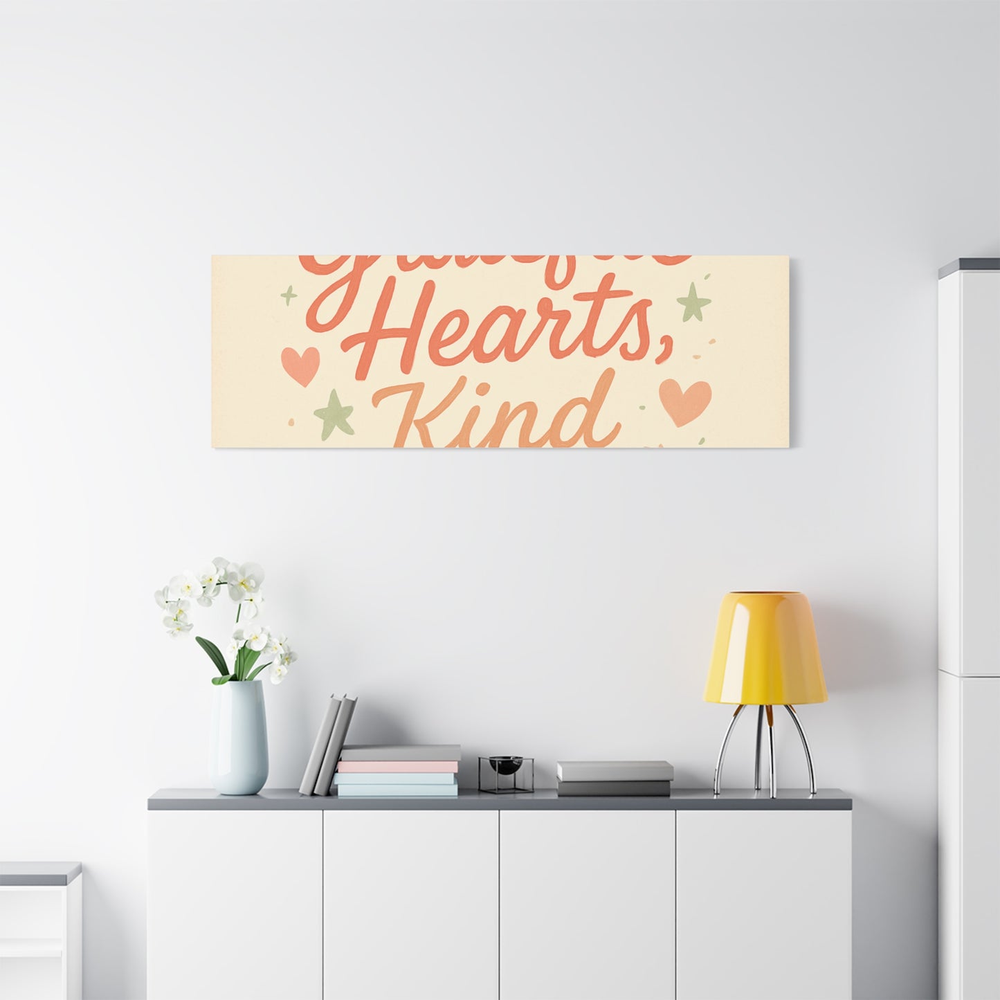 Grateful Hearts Kind Minds Canvas Wall Art — Inspirational Quote Matte Canvas