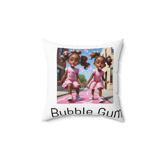 Bubble Gum Sisters Decorative Pillow — Cute Pink Kids Room Throw