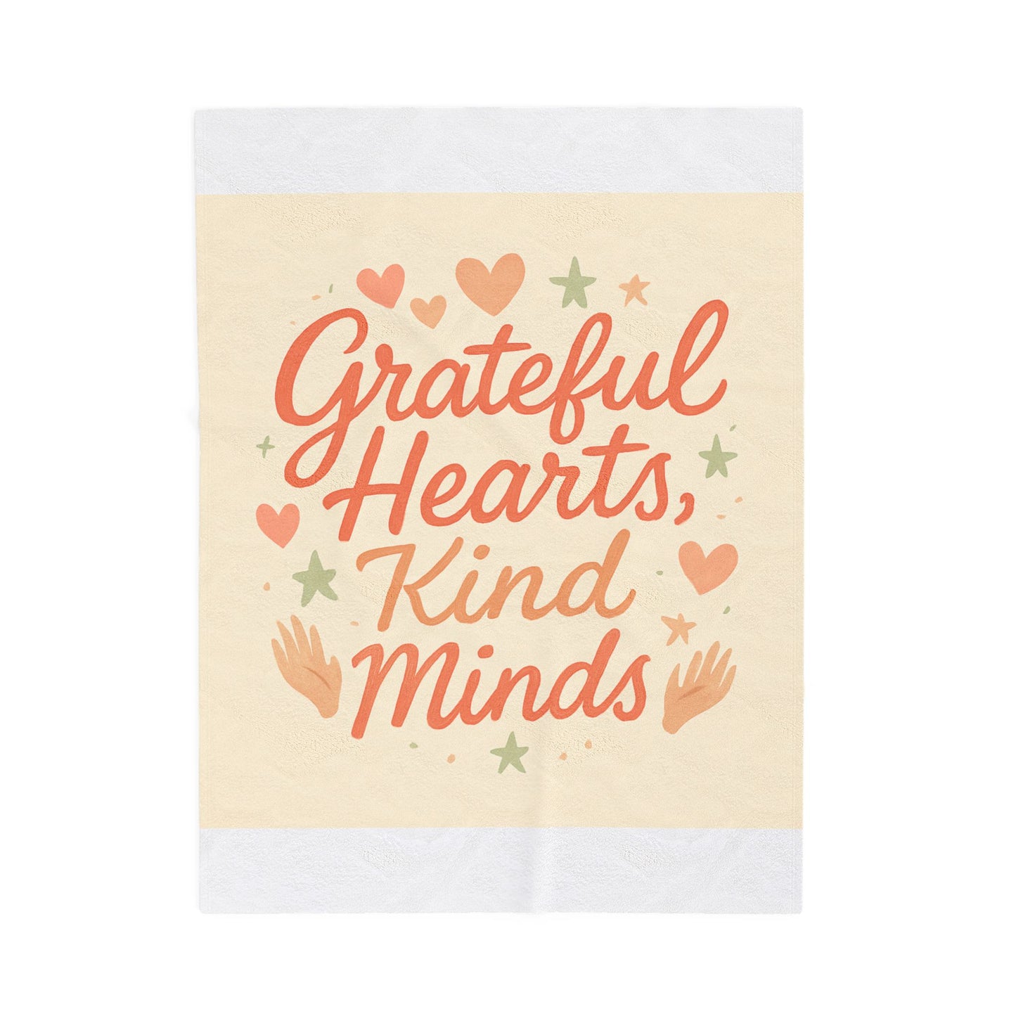 Velveteen Plush Blanket — "Grateful Hearts, Kind Minds" Cozy Inspirational Throw