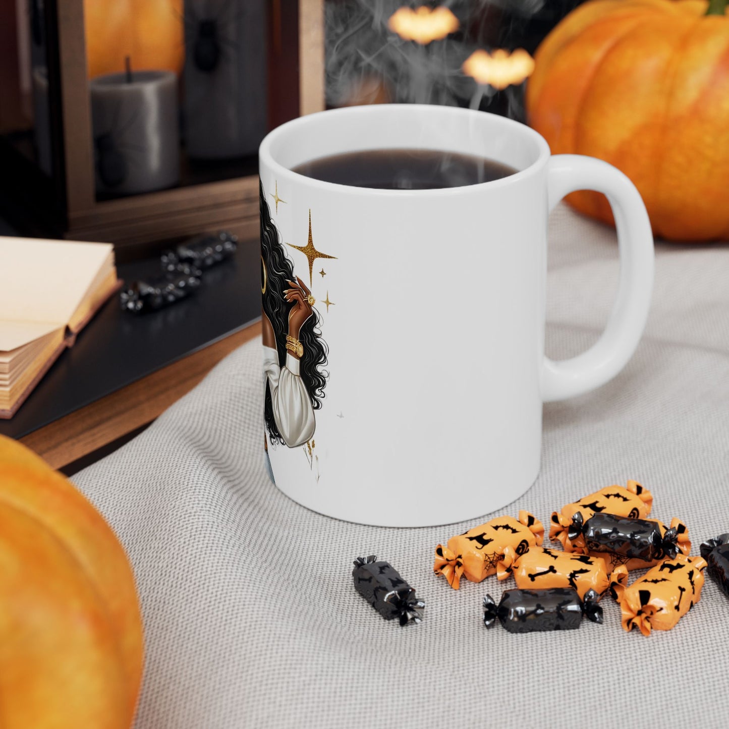 Ceramic Mug — "Rising With Grace" Black Woman Illustration Inspirational Coffee Cup (11oz, 15oz)