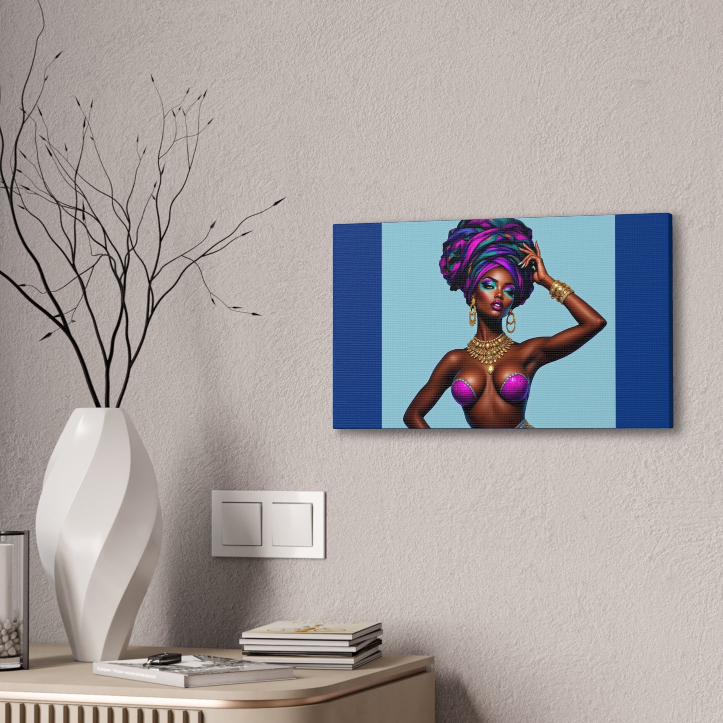 Afro Goddess Canvas Print — Vibrant Headwrap Wall Art