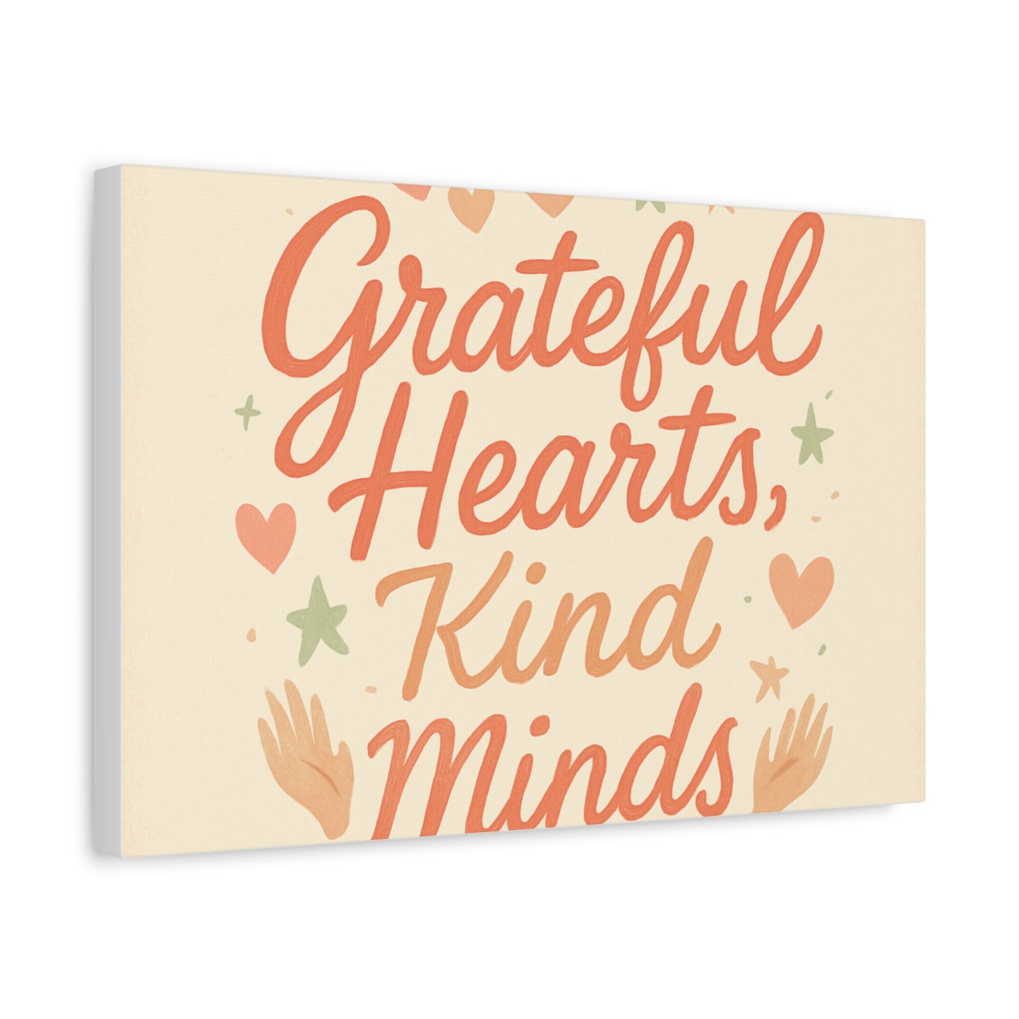 Grateful Hearts Kind Minds Canvas Wall Art — Inspirational Quote Matte Canvas