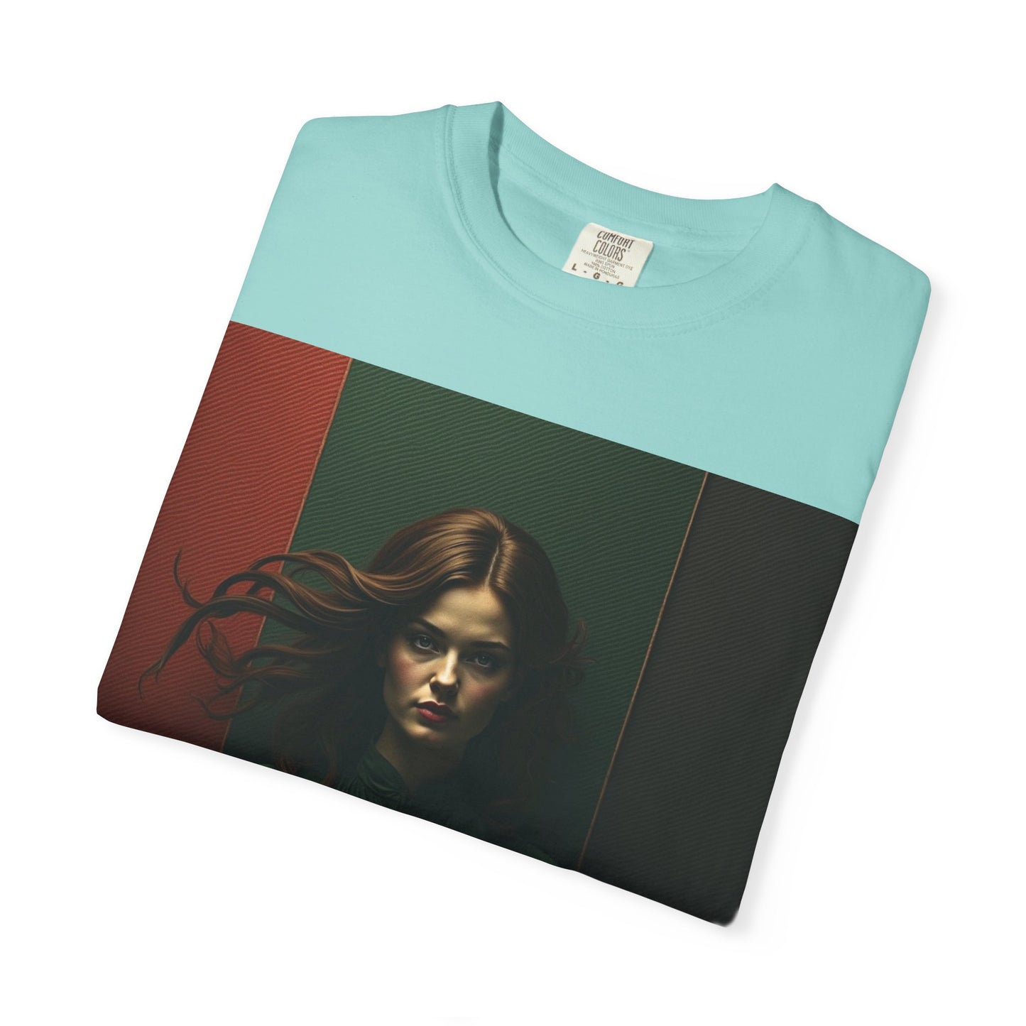 Portrait Photo Tee — Moody Green Woman Graphic T-Shirt
