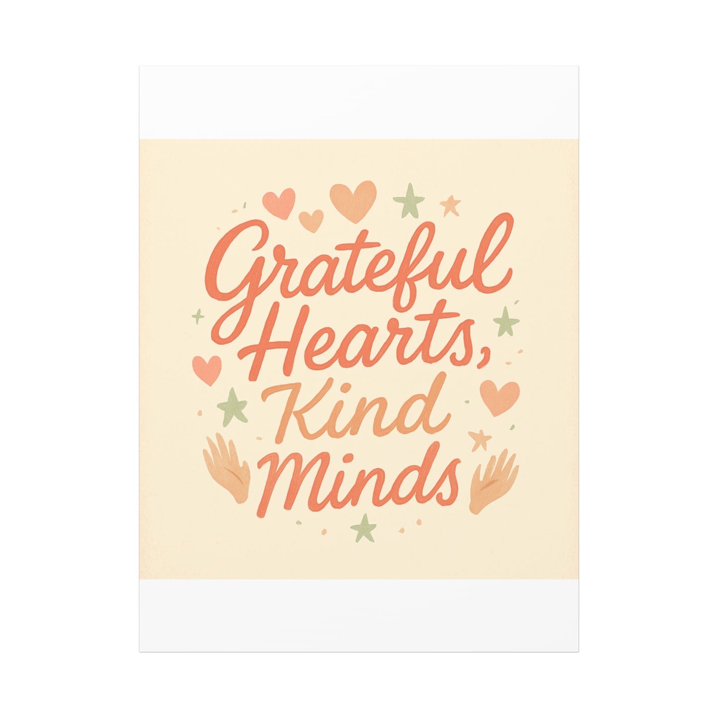 Grateful Hearts Kind Minds Canvas Wall Art — Inspirational Quote Matte Canvas