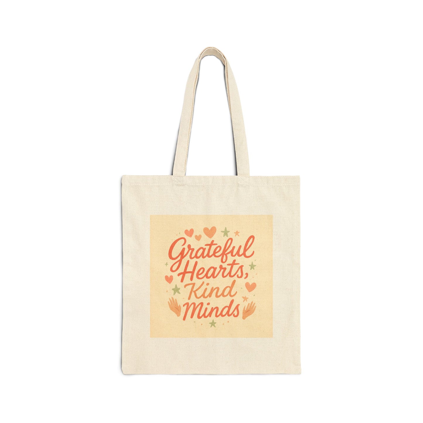 Tote Bag — "Grateful Hearts, Kind Minds" Canvas Grocery & Gift Tote