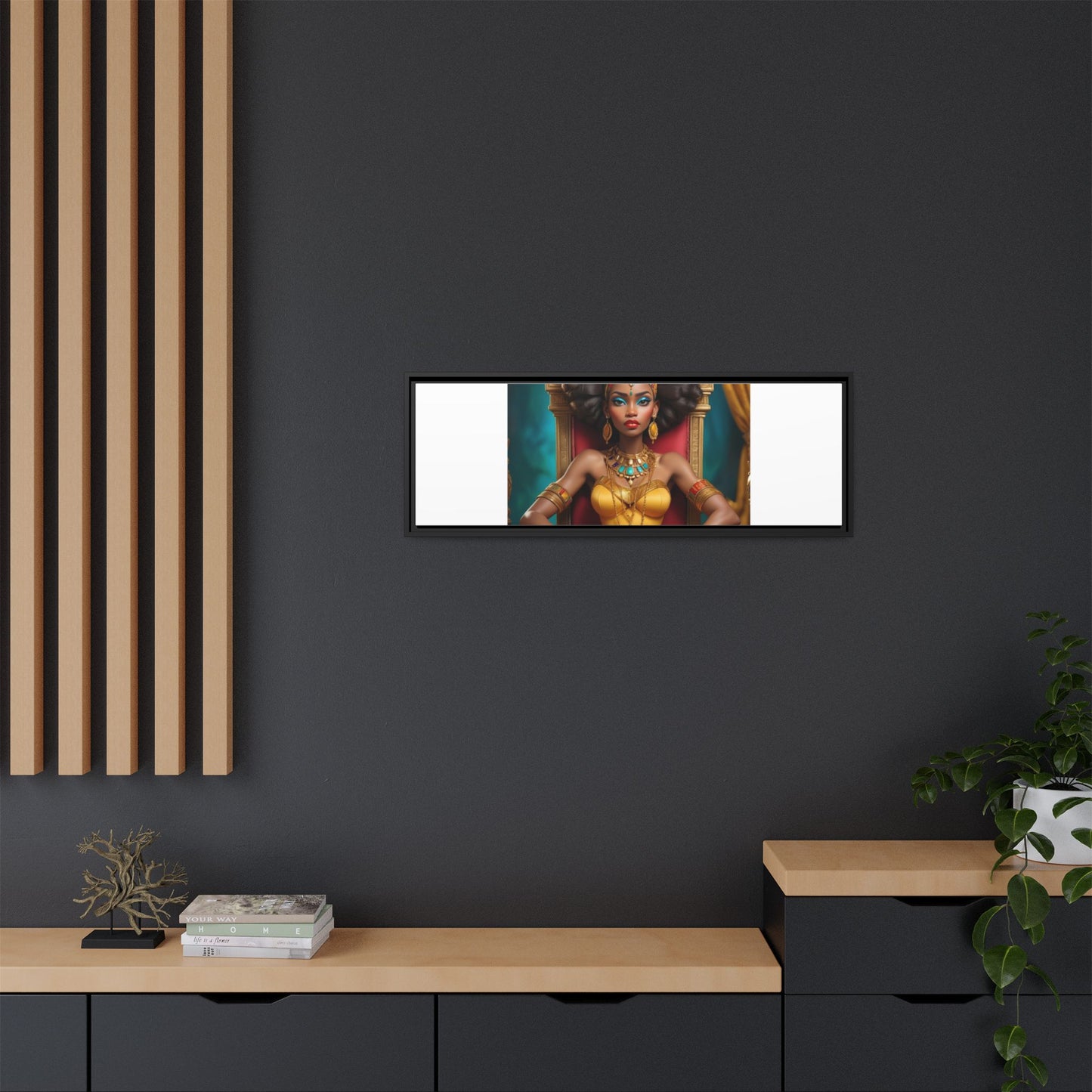 Framed Matte Canvas Art — Regal African Queen Portrait