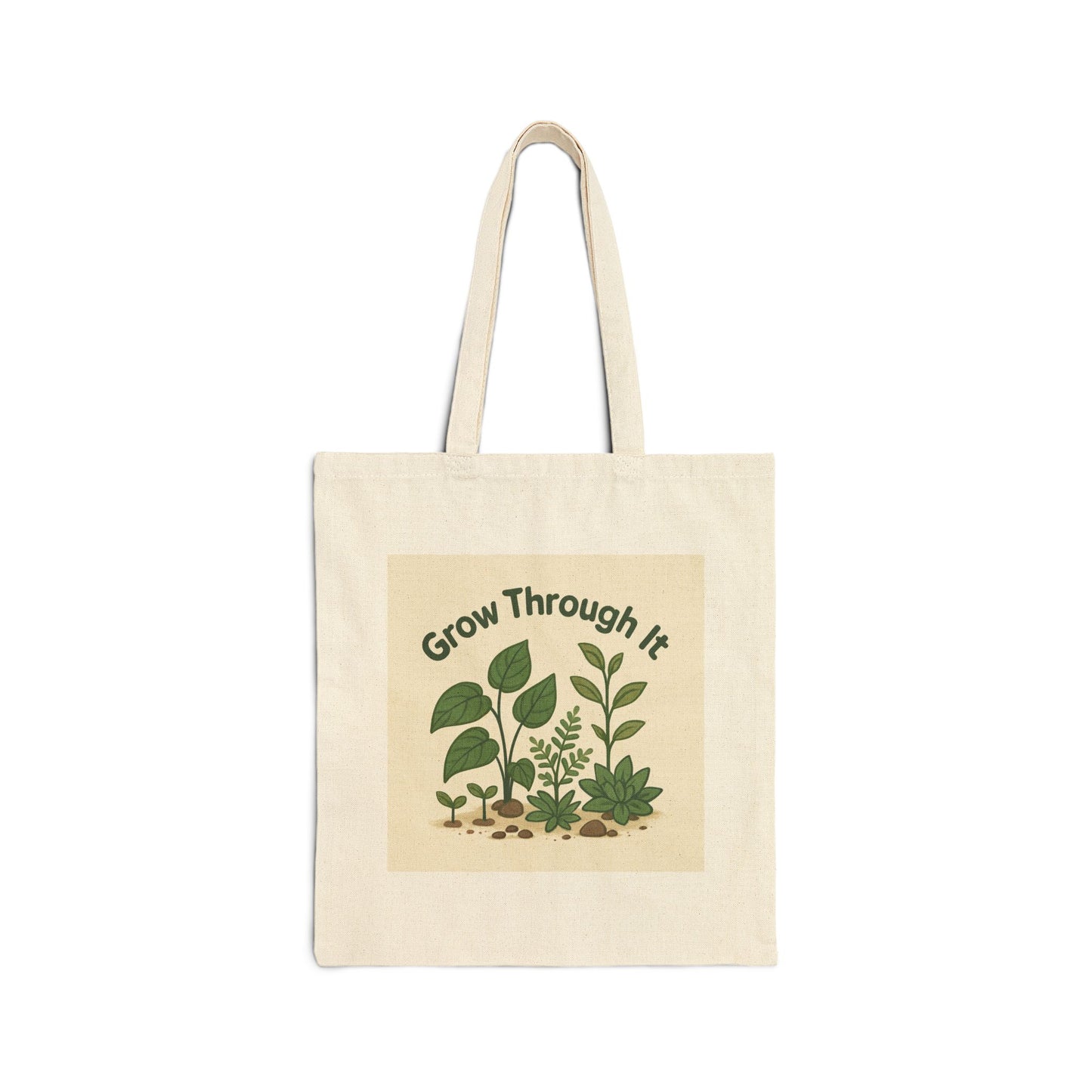 Canvas Tote Bag — "Grow Through It" Botanical Eco Shopper